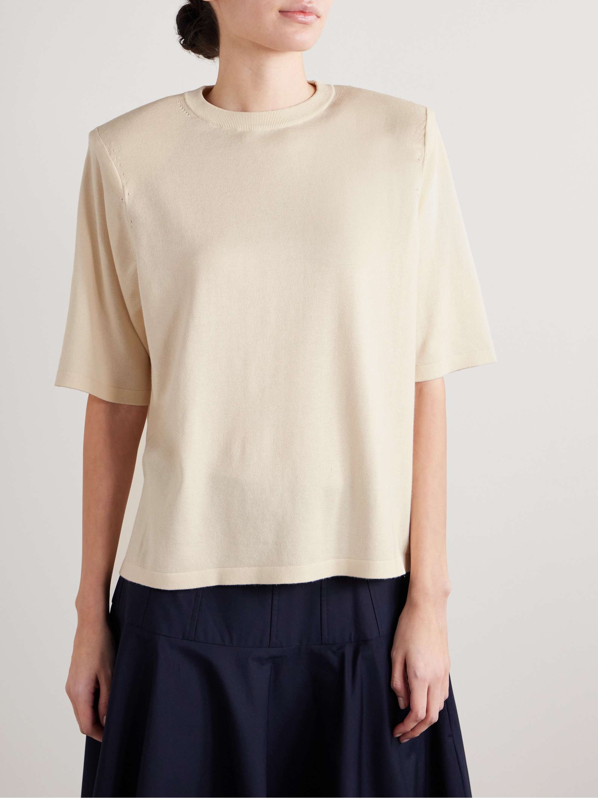 Lilou oversized silk and cotton-blend jersey T-shirt view