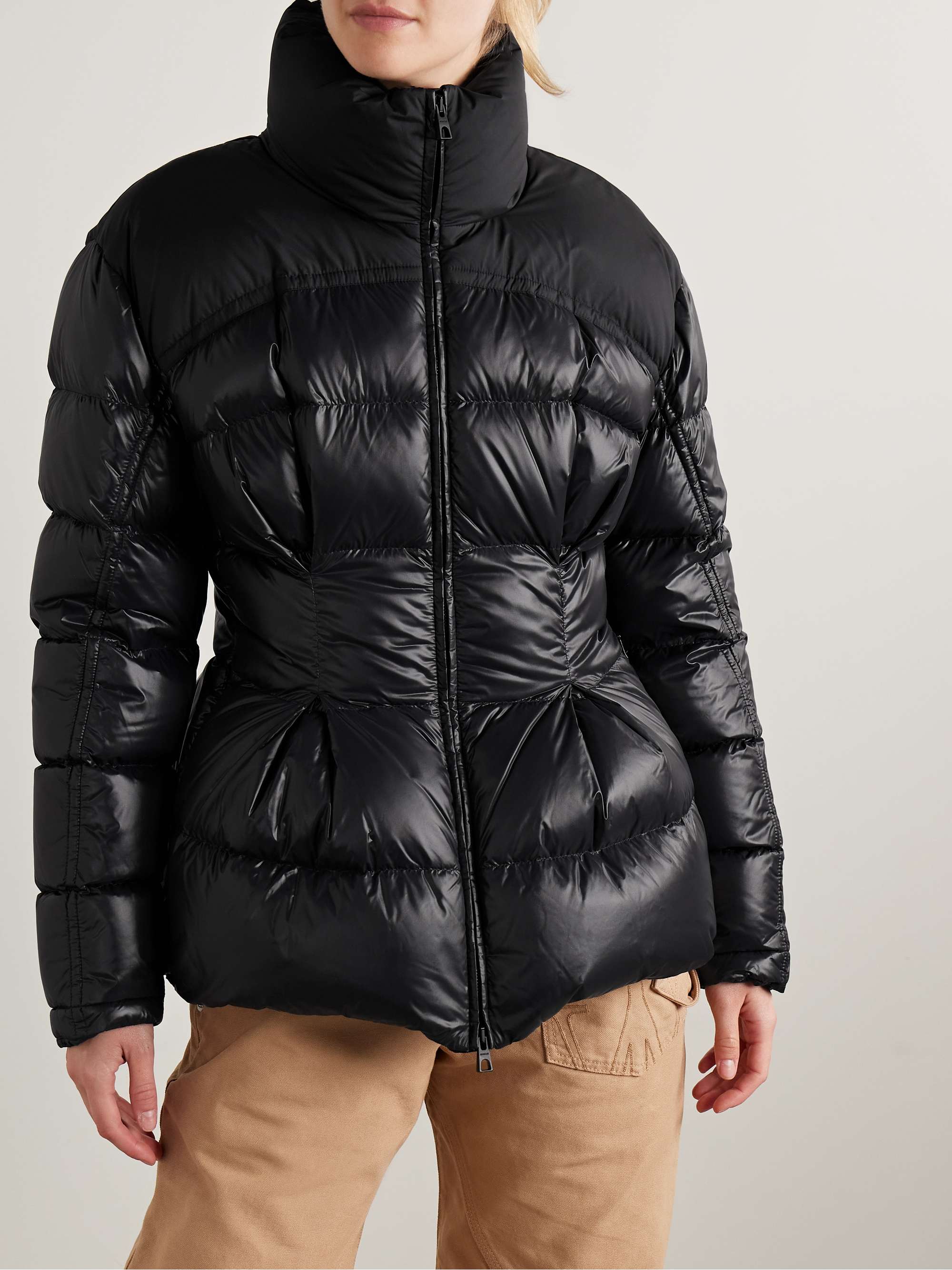 Appliquéd quilted padded glossed-shell down jacket view