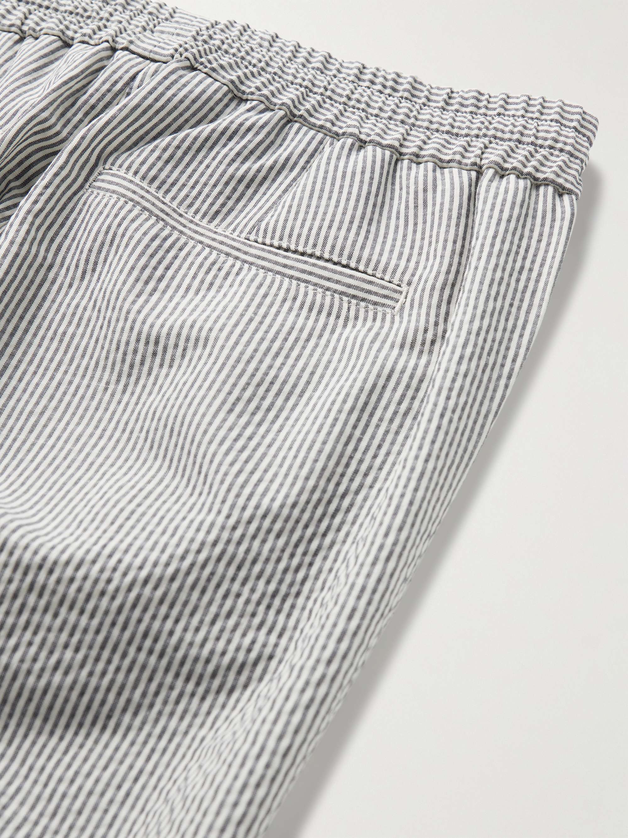 Slim-Fit Straight-Leg Striped Wool-Blend Seersucker Trousers view