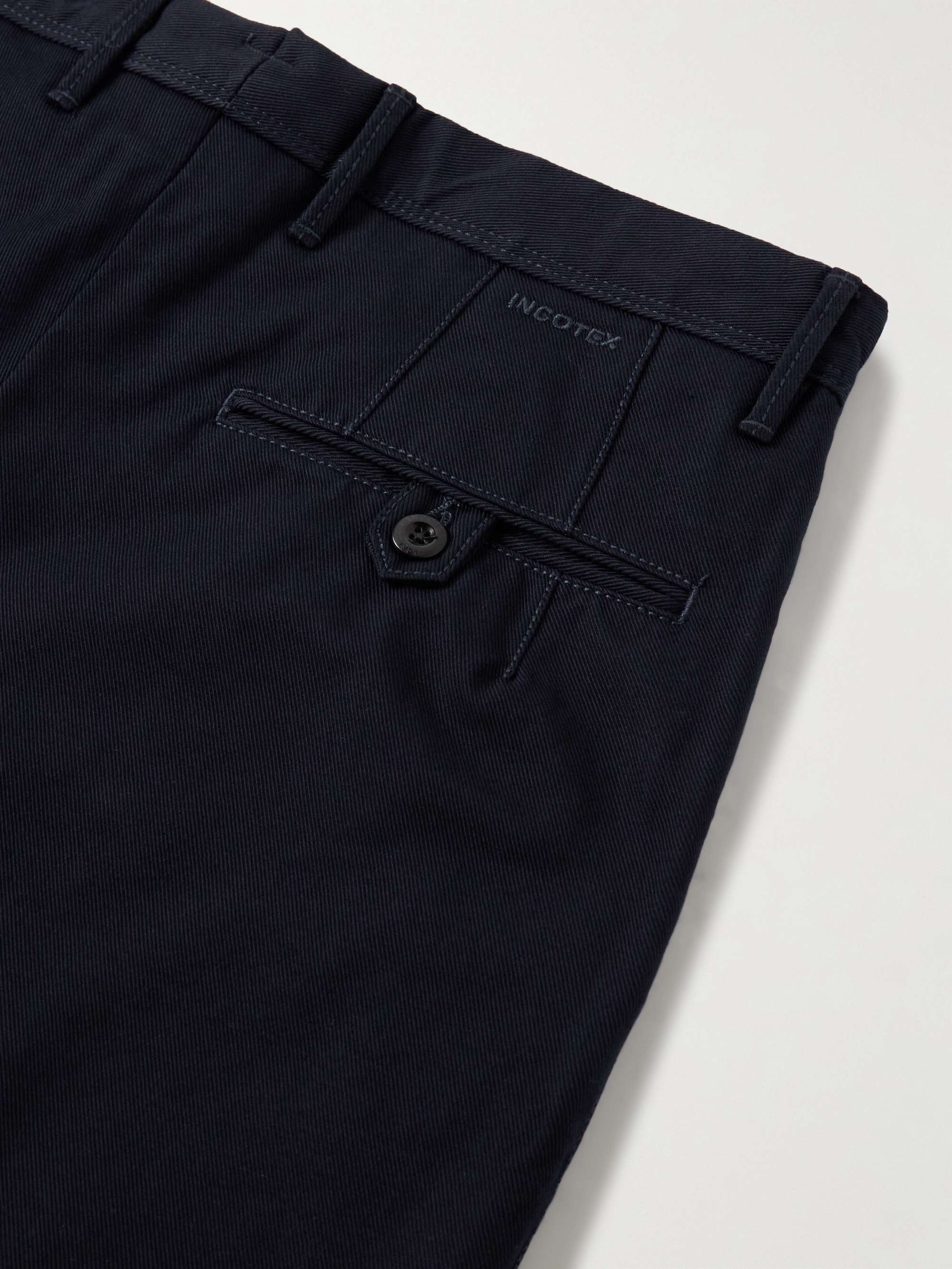 Slim-Fit Pleated Cotton-Twill Trousers view