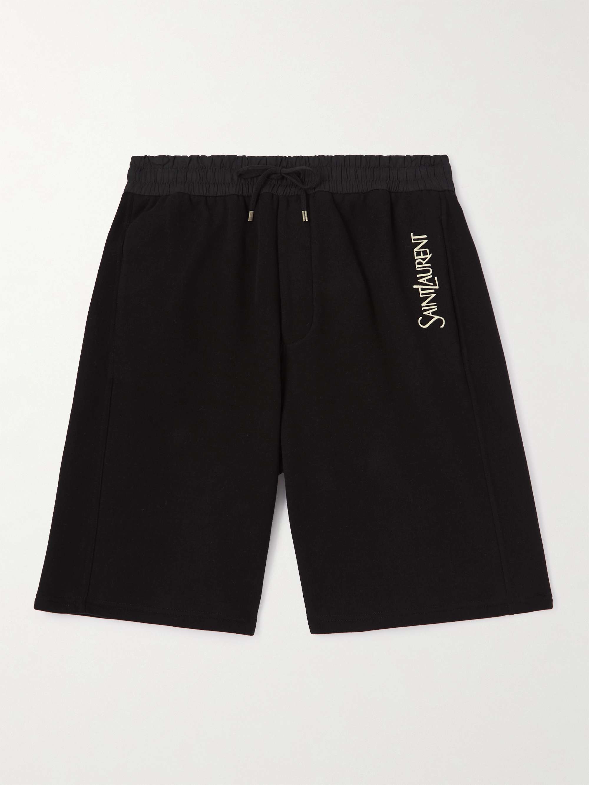 Straight-Leg Logo-Embroidered Cotton-Jersey Drawstring Shorts view
