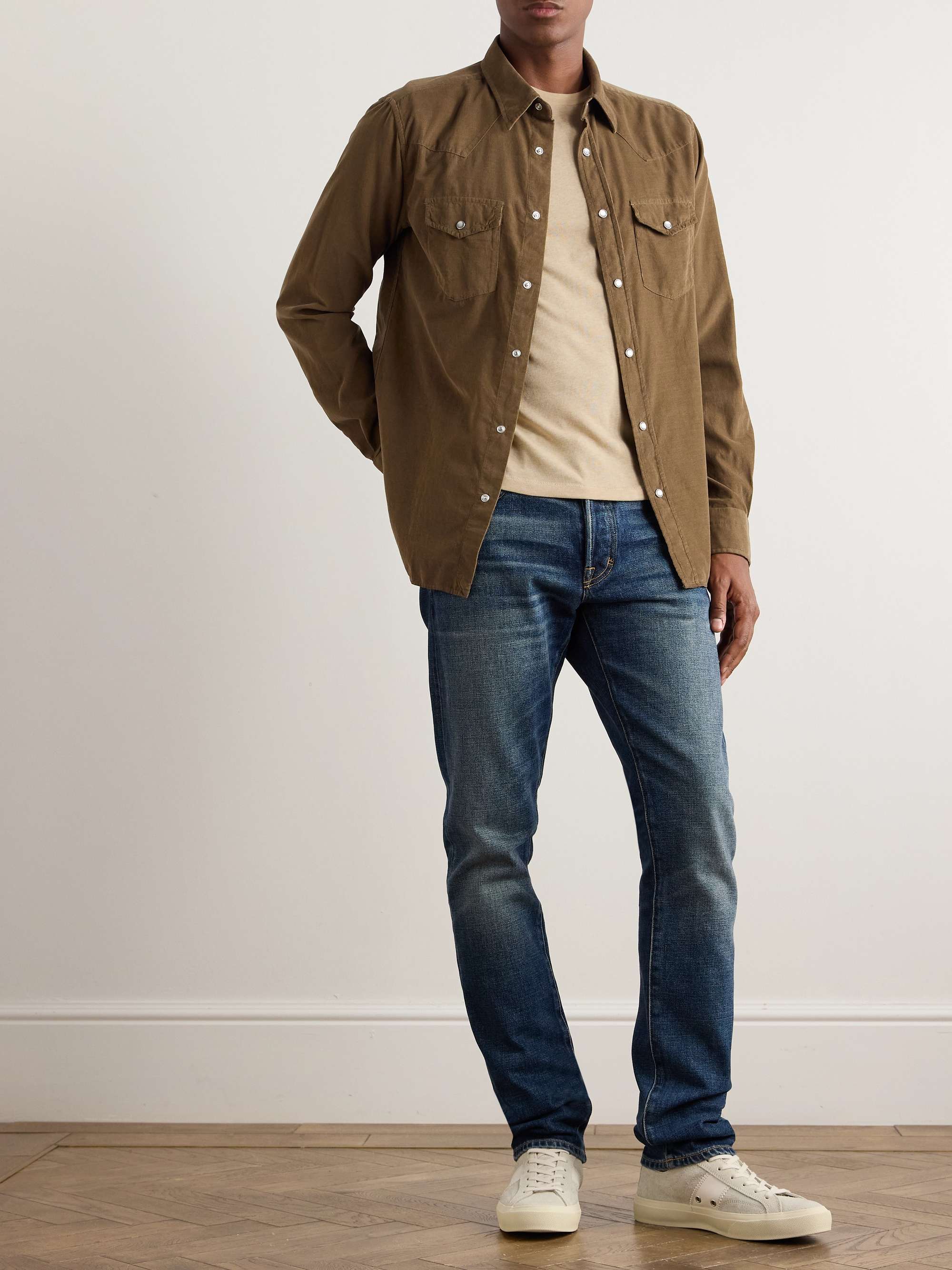 Slim-Fit Cotton-Blend Jersey T-Shirt view