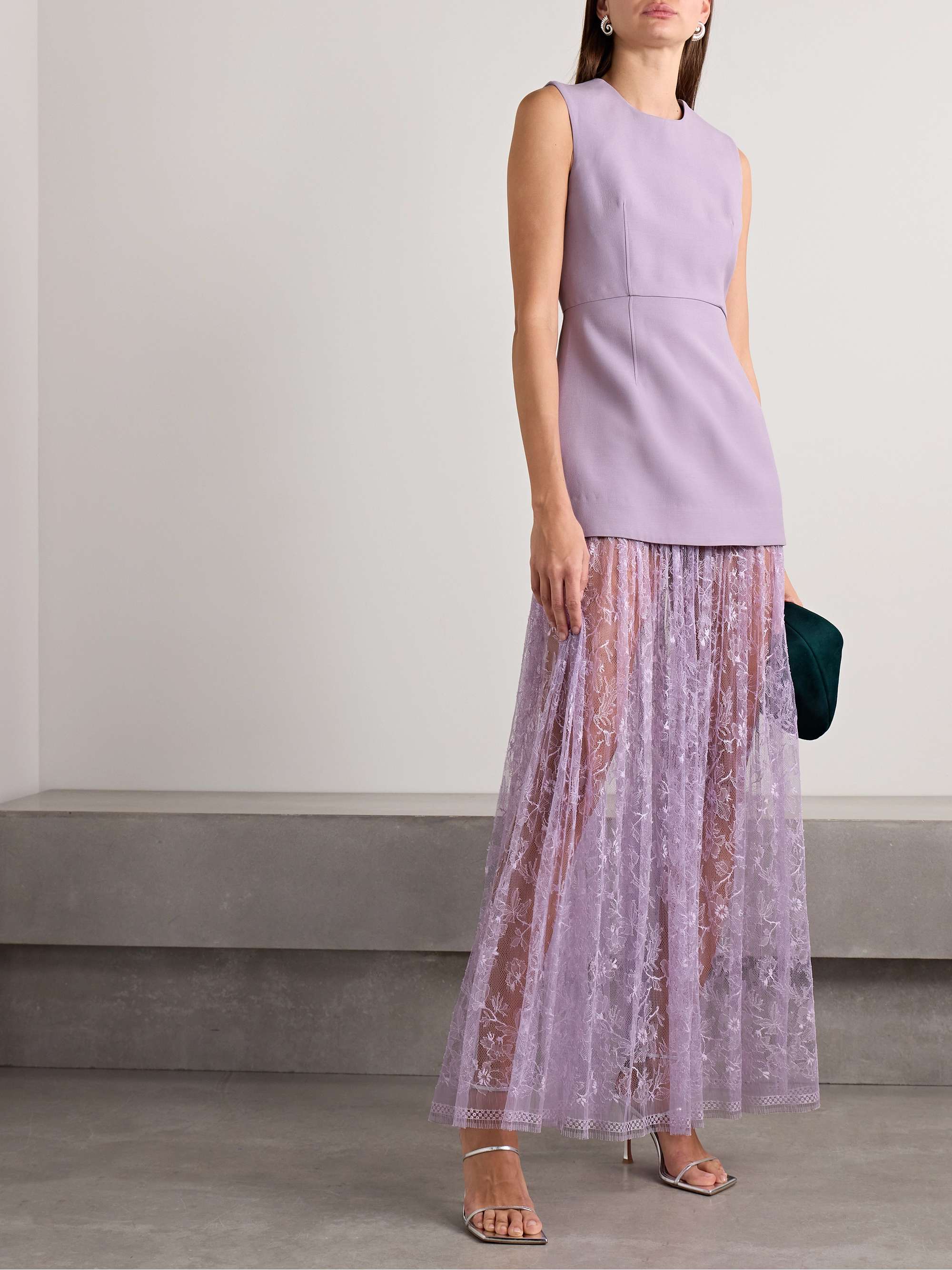 Odette layered wool and silk-blend and lace maxi dress view