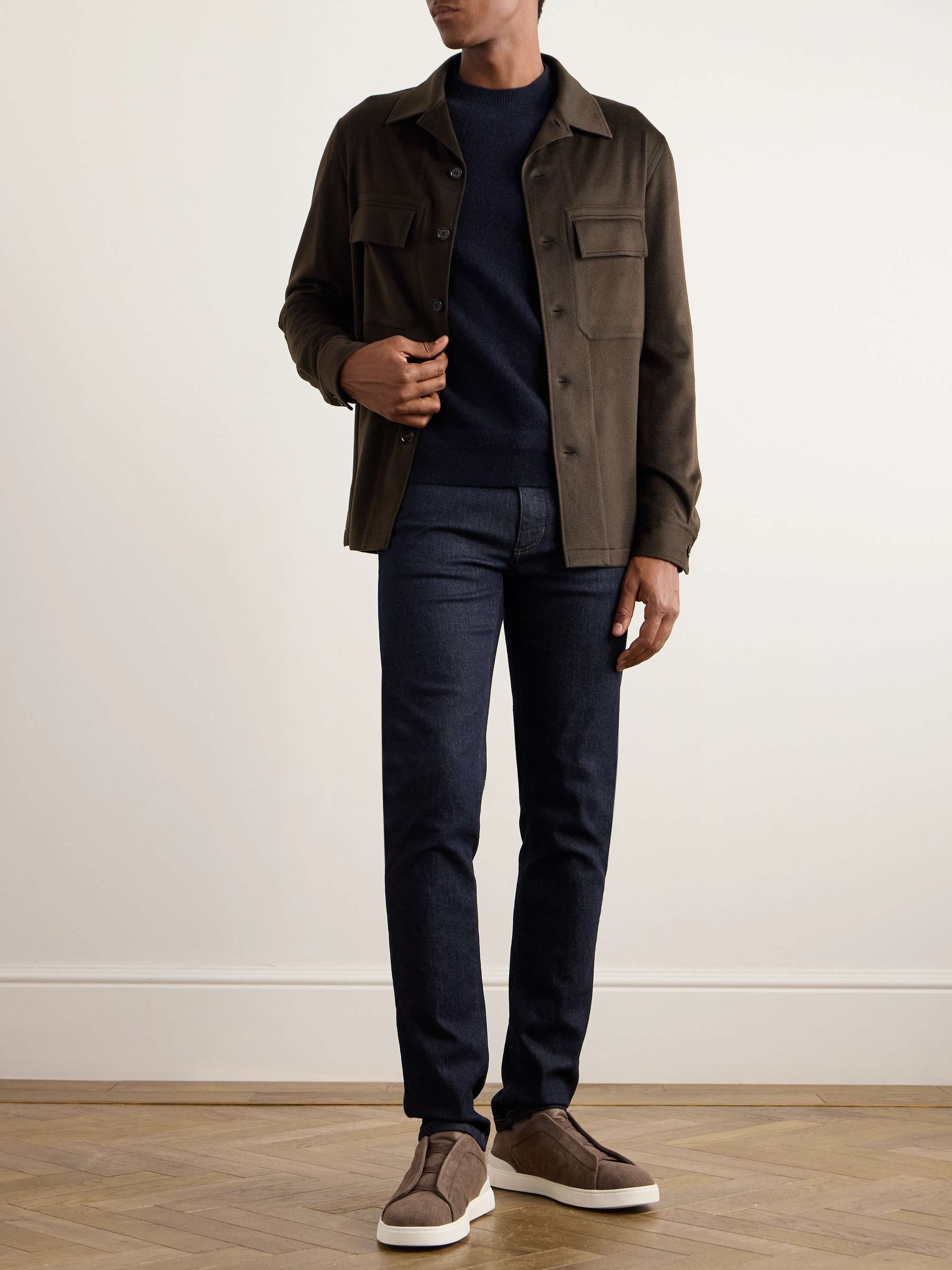 Logo-Detailed Brushed Wool and Cashmere-Blend Sweater view