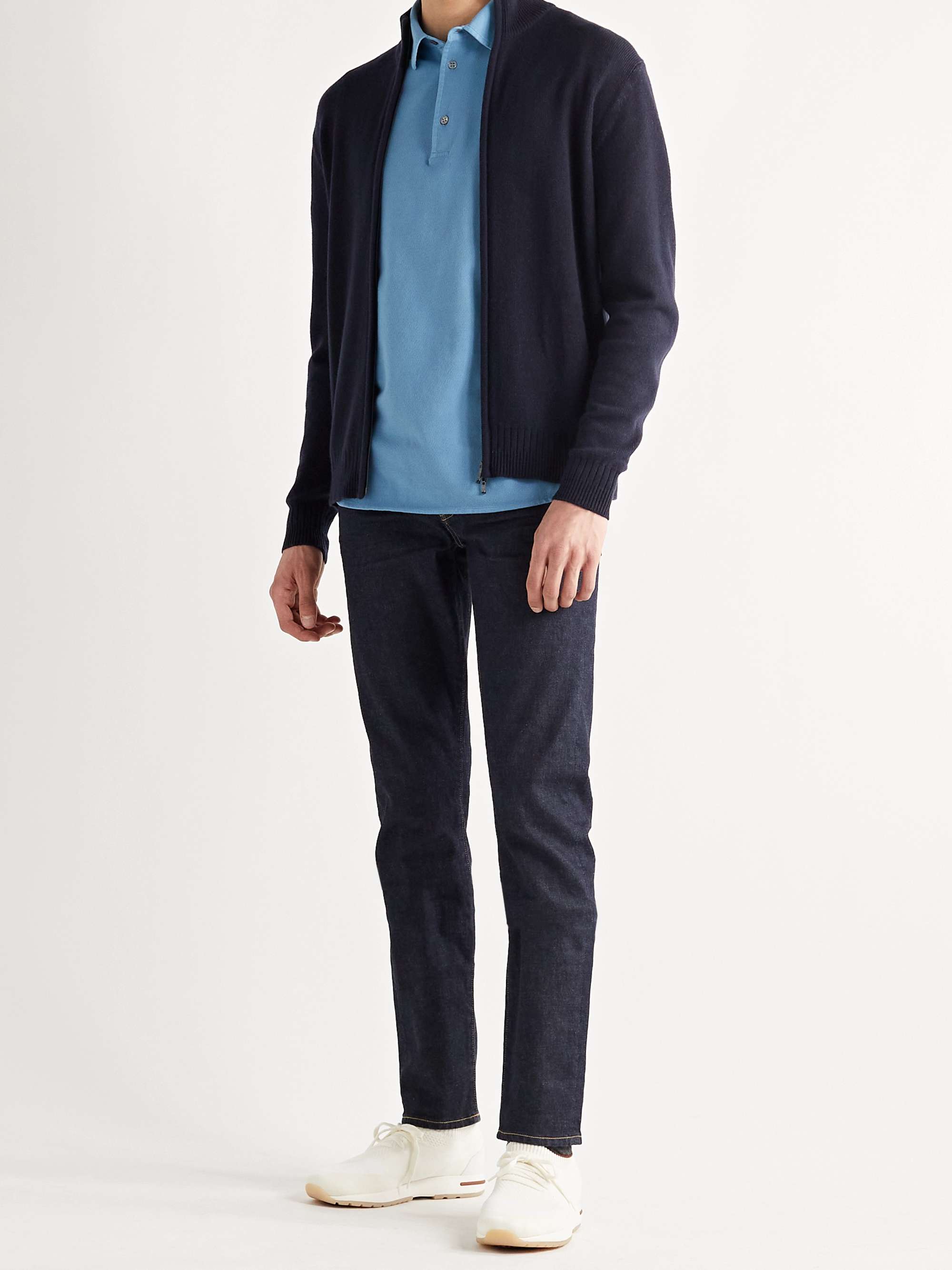 Mélange Baby Cashmere and Silk-Blend Zip-Up Cardigan view