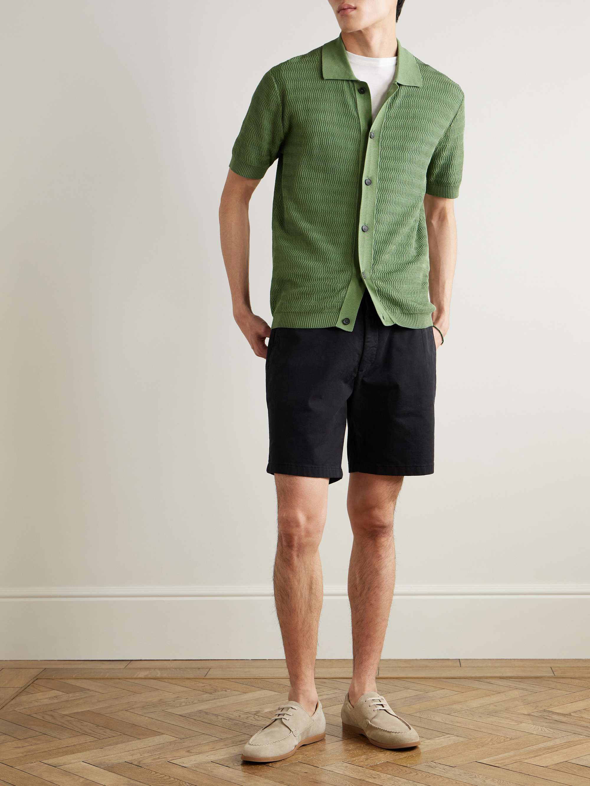 Straight-Leg Garment-Dyed Cotton-Blend Twill Bermuda Shorts view