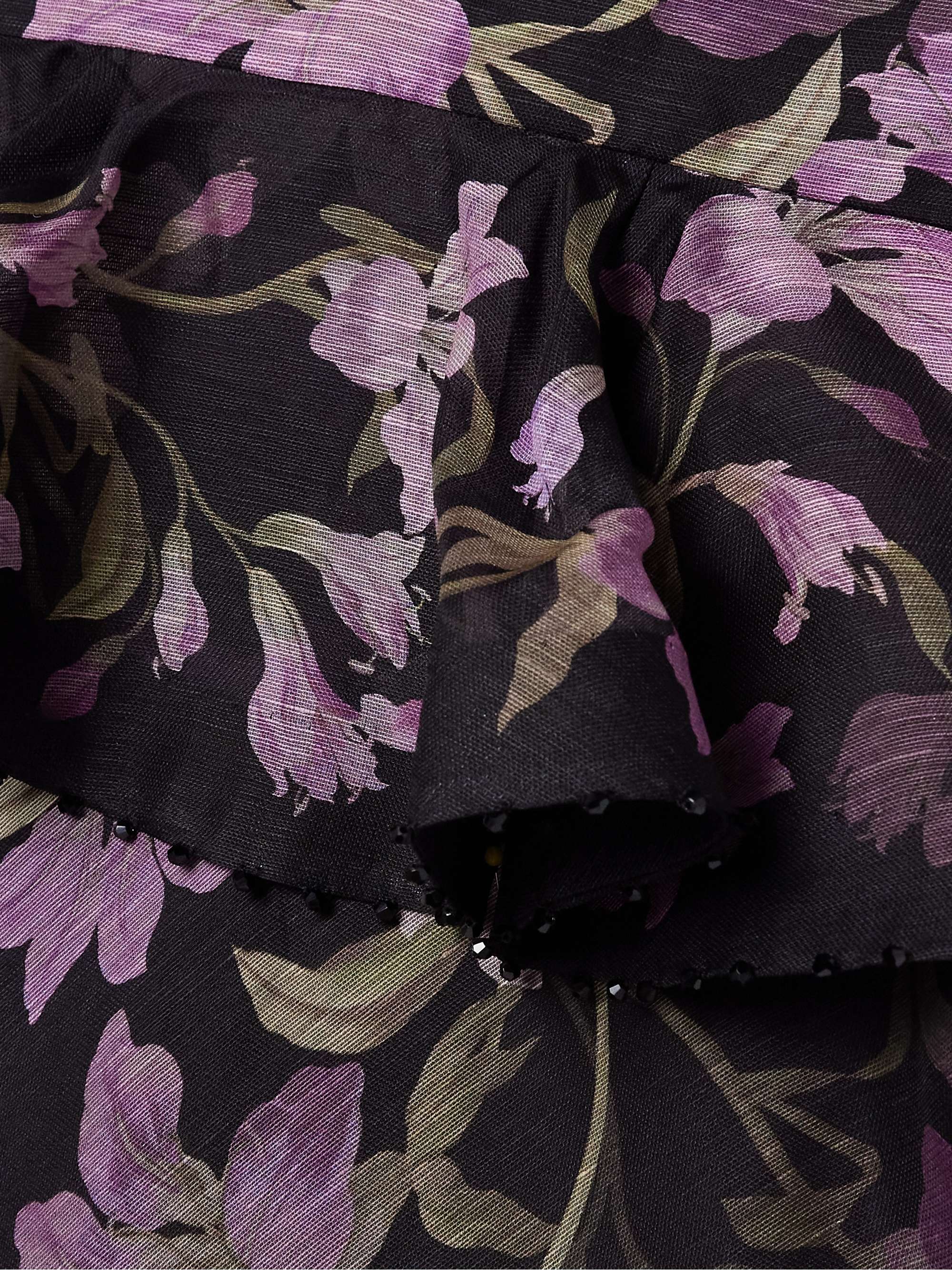 Dawning bead-embellished floral-print linen and silk-blend peplum maxi dress view