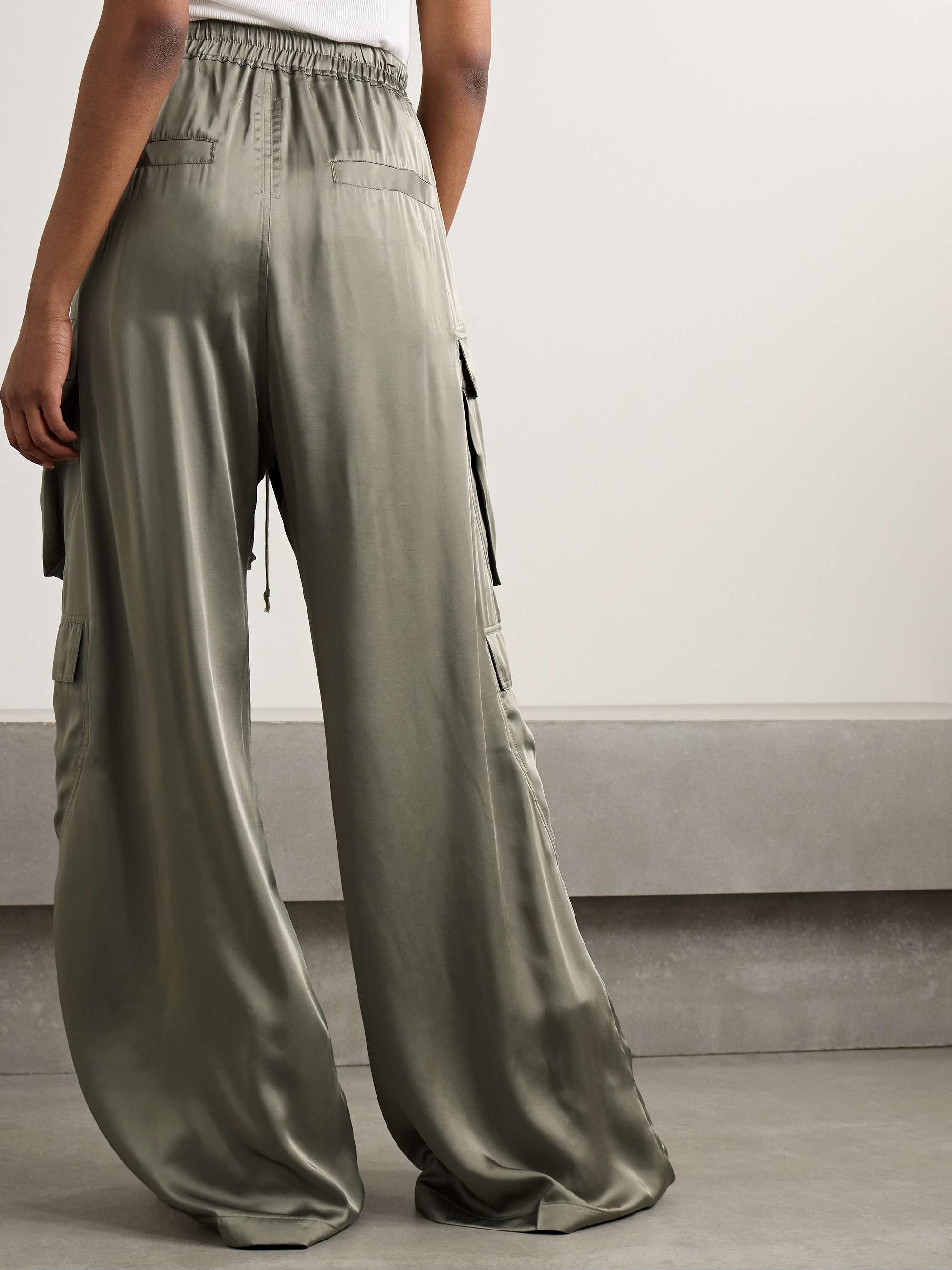 Satin wide-leg cargo pants view