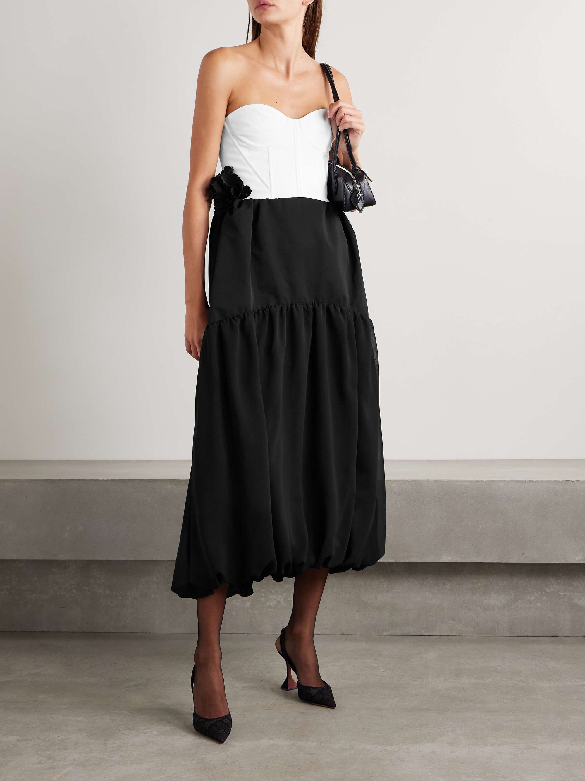 Glenn strapless appliquéd twill midi dress view