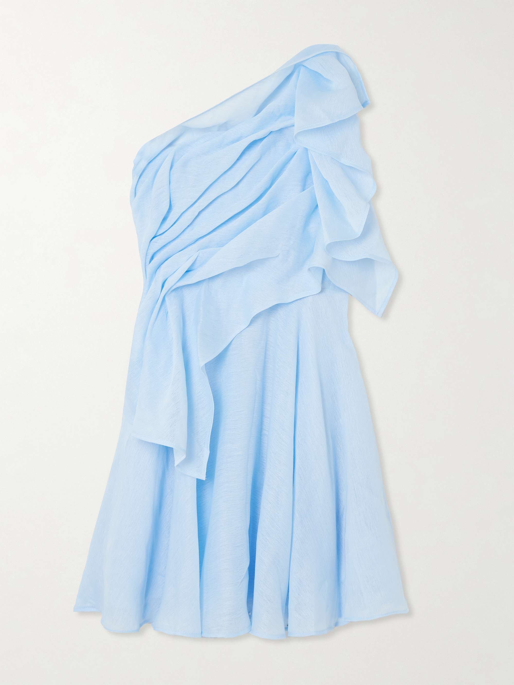 Genesis one-shoulder ruffled shirred muslin mini dress view