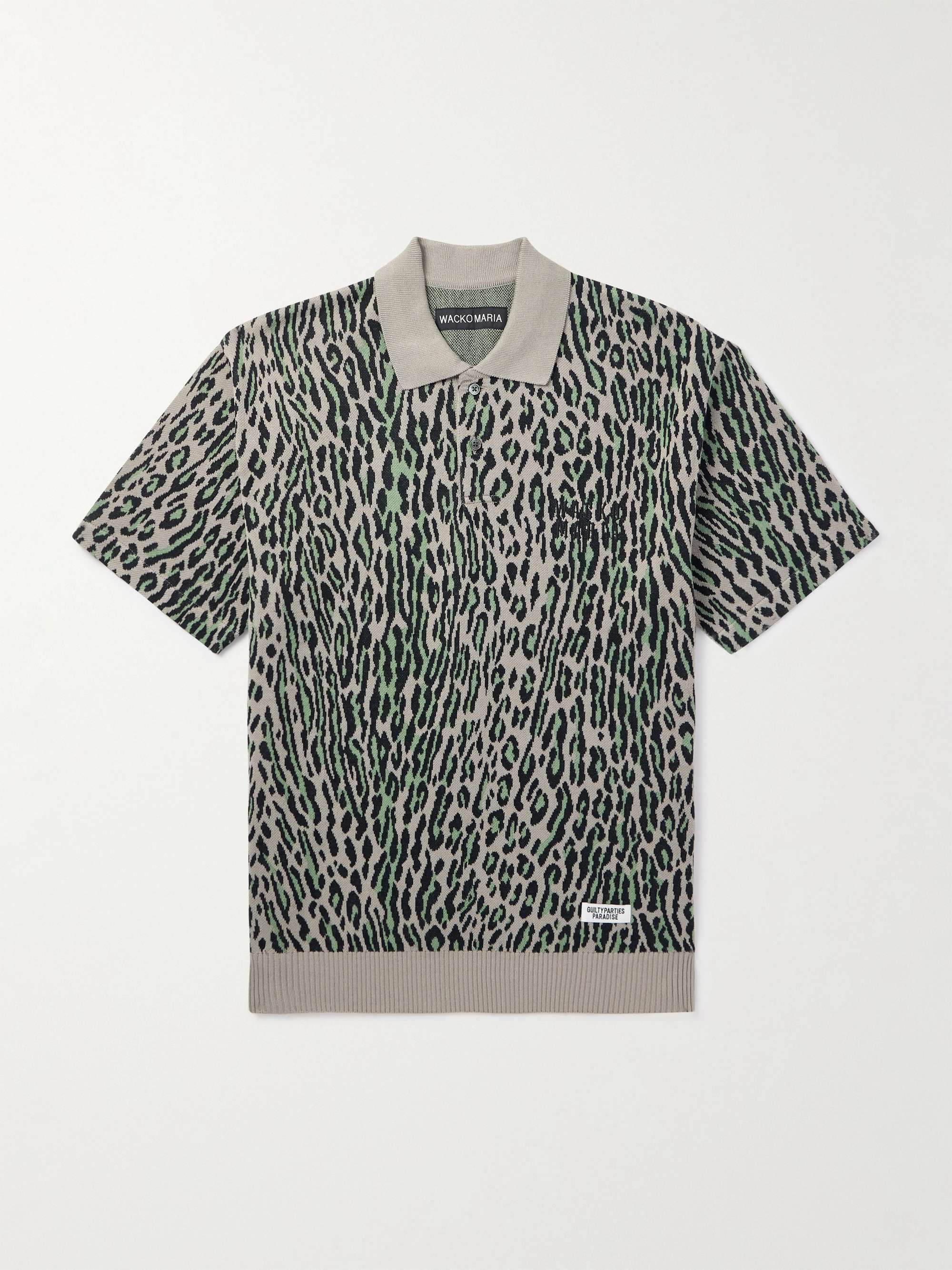 Logo-Embroidered Leopard Cotton-Jacquard Polo Shirt view
