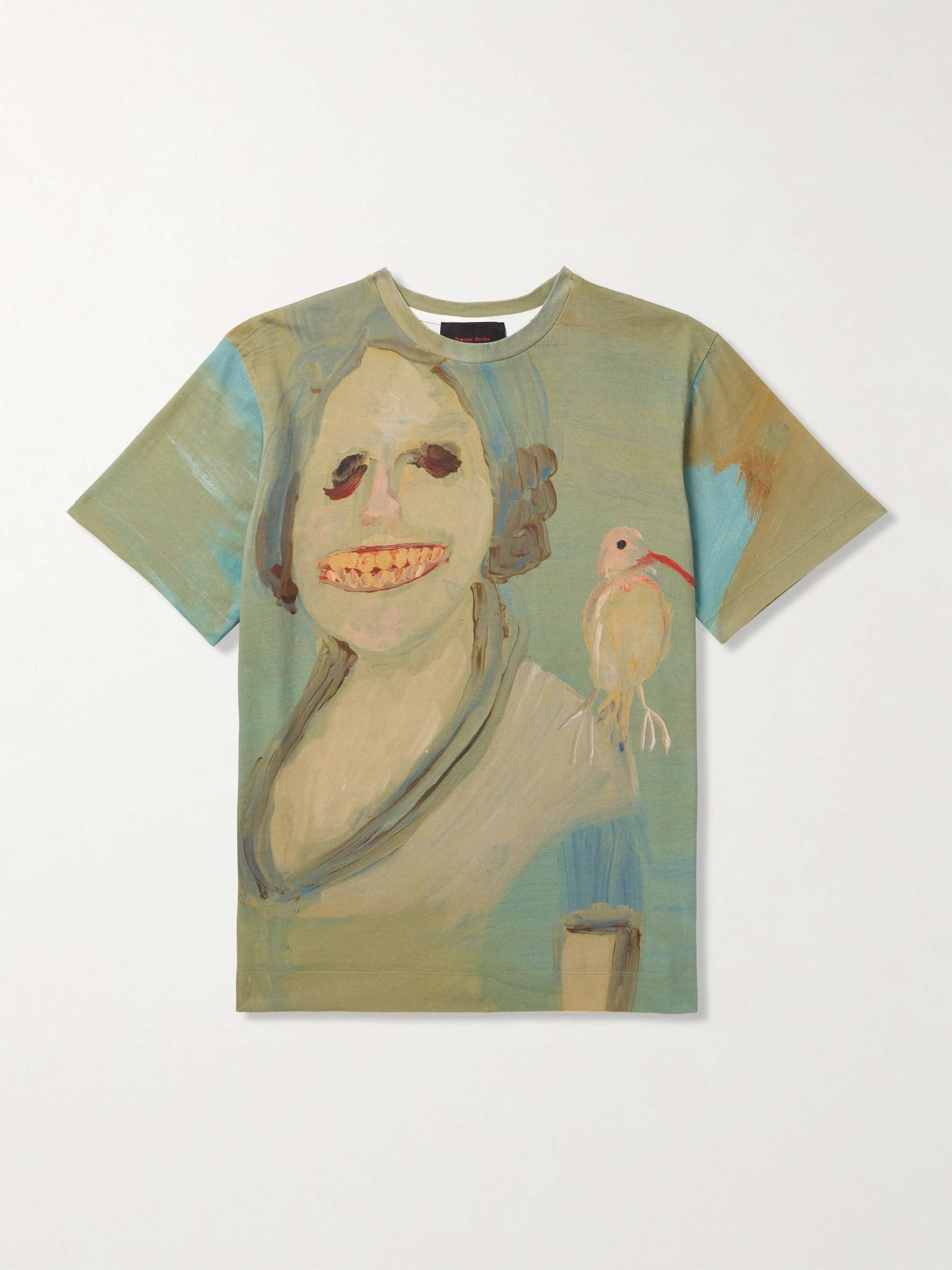 Lady With A Bird Printed Cotton-Jersey T-Shirt view