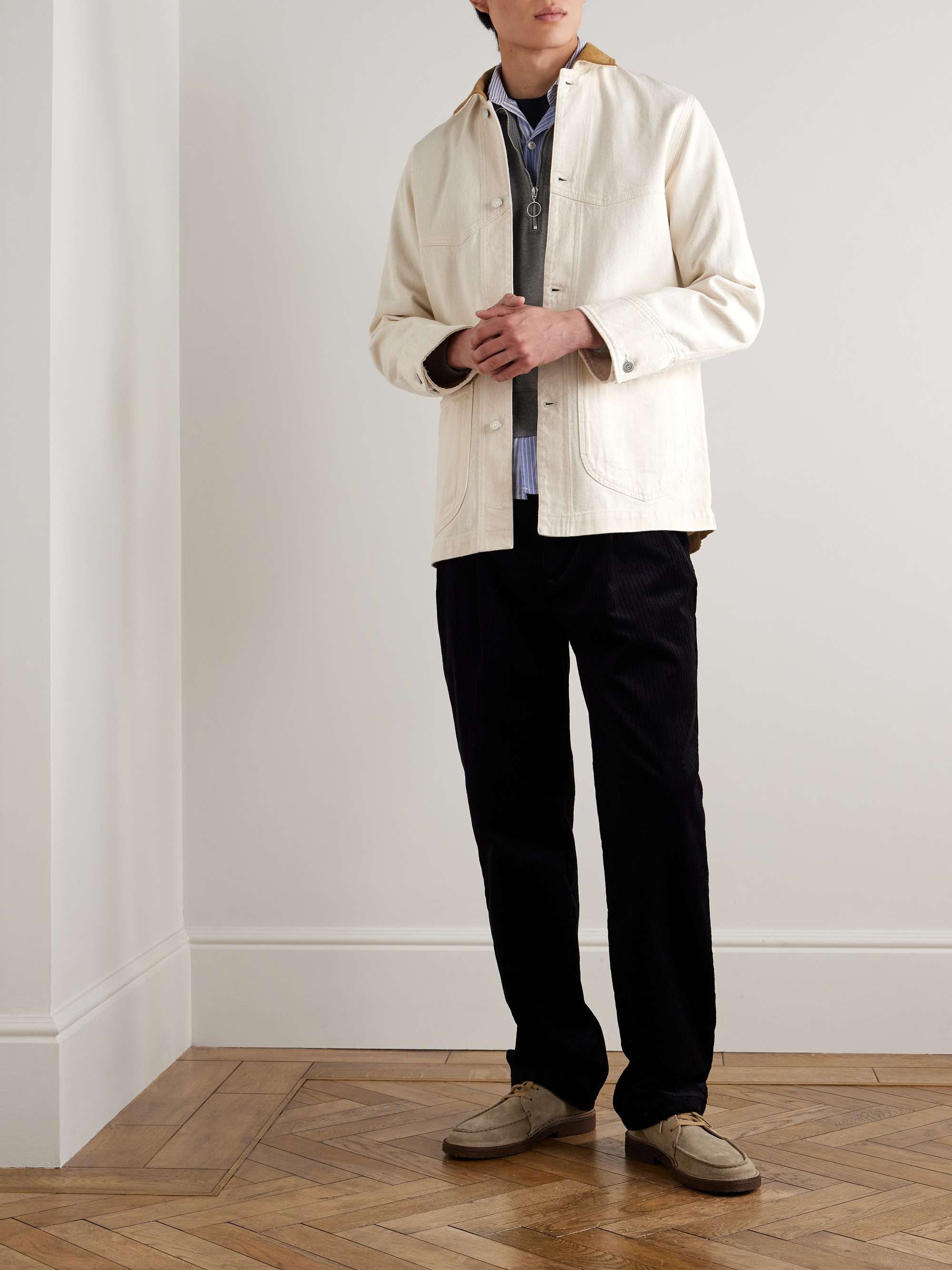 Corduroy-Trimmed Cotton-Twill Chore Jacket view