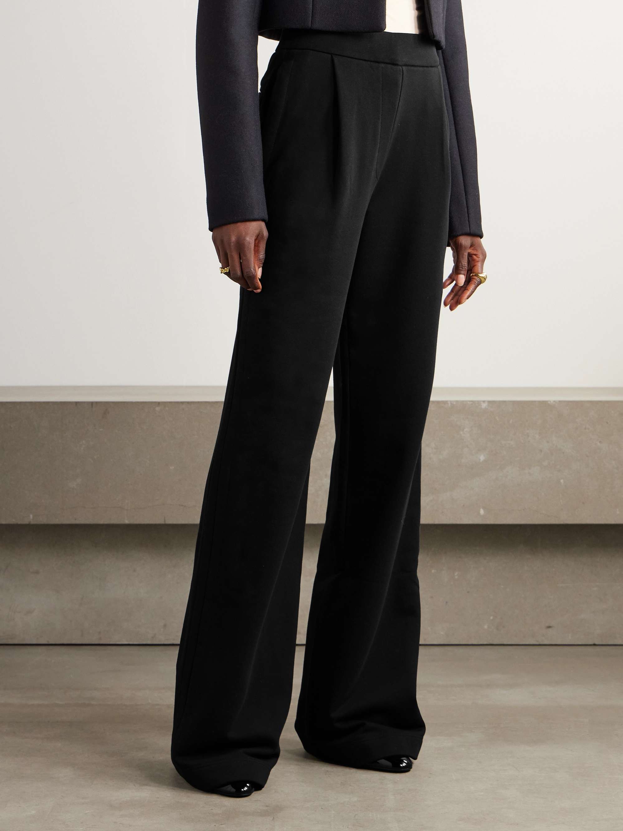 Pleated cotton-jersey wide-leg pants view