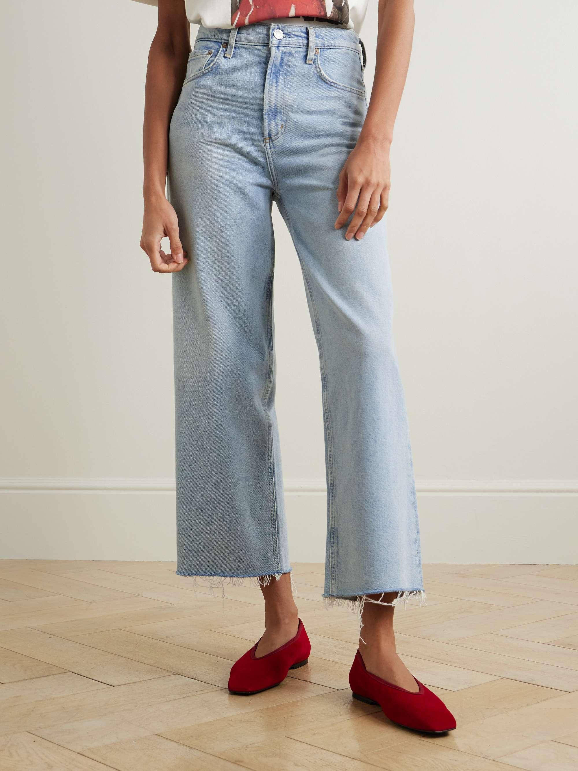 Ren frayed high-rise wide-leg jeans view