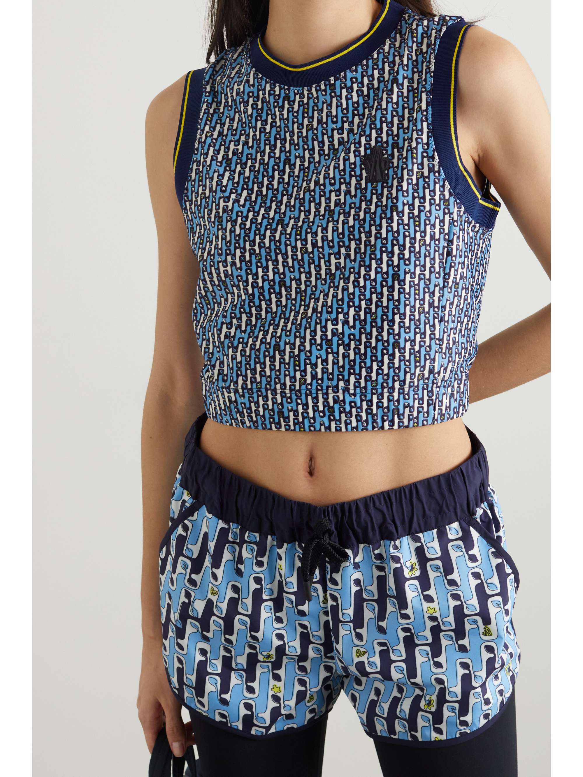 Cropped printed stretch-jersey tank view