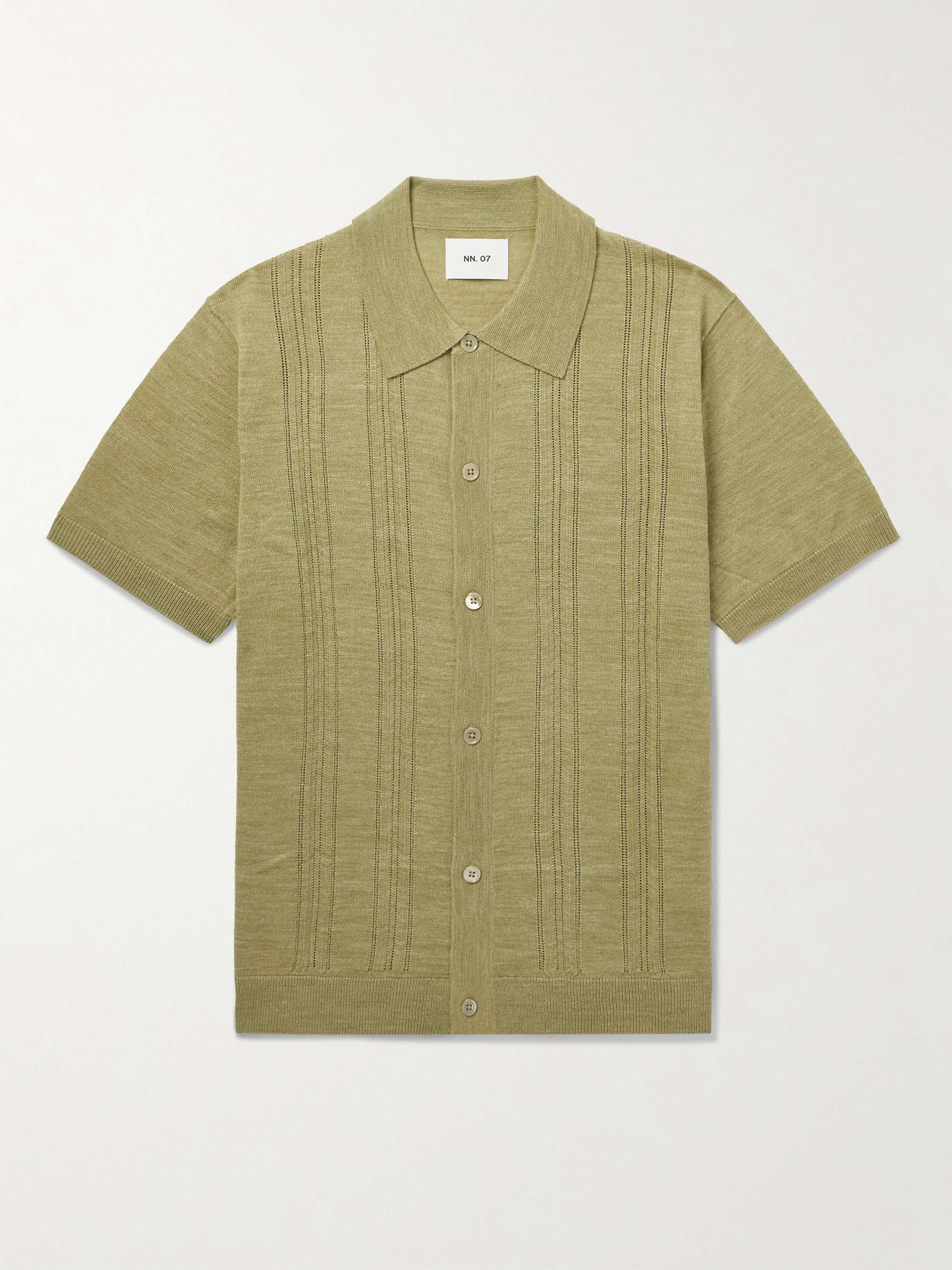Thor 6584 Pointelle-Knit Wool-Blend Shirt view