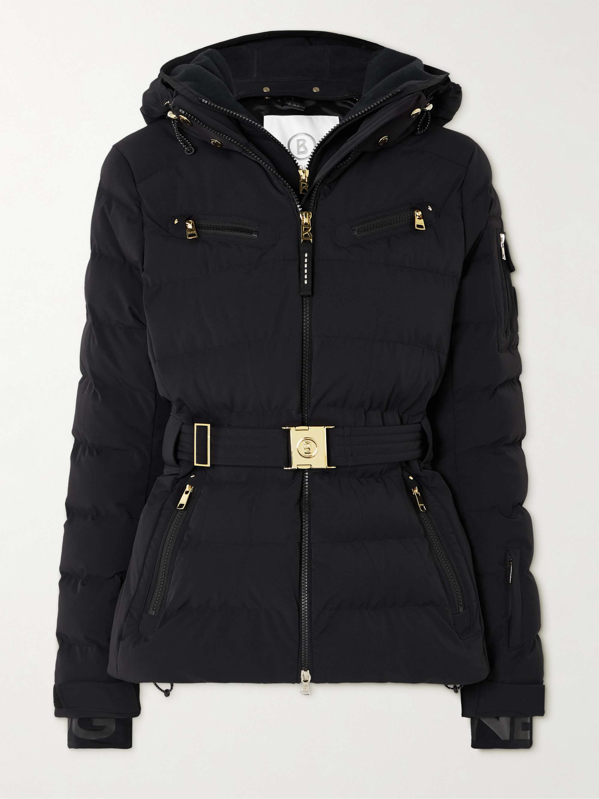 Ellya hooded belted quilted ski jacket view