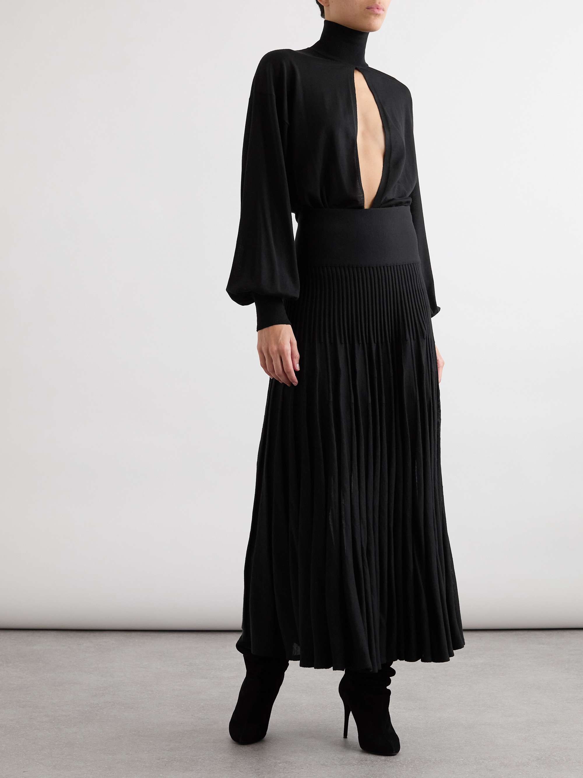 Pleated wool midi skirt view