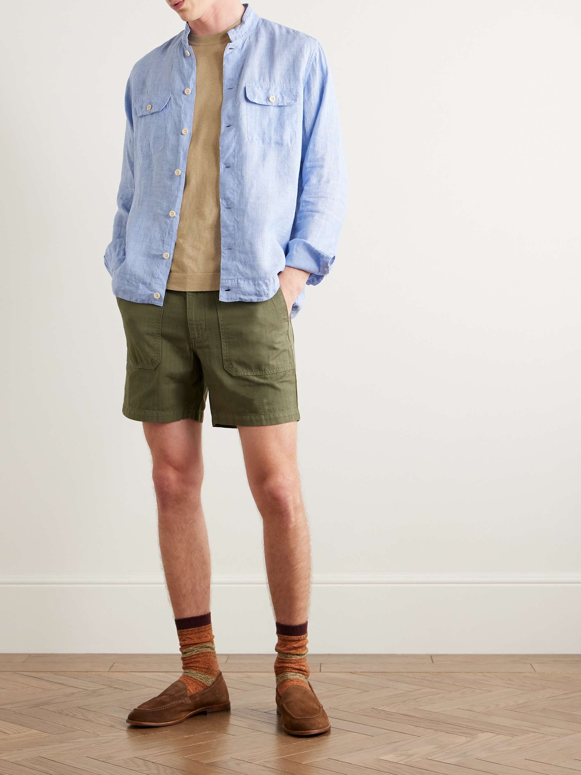 Bruce Mandarin-Collar Linen Shirt view