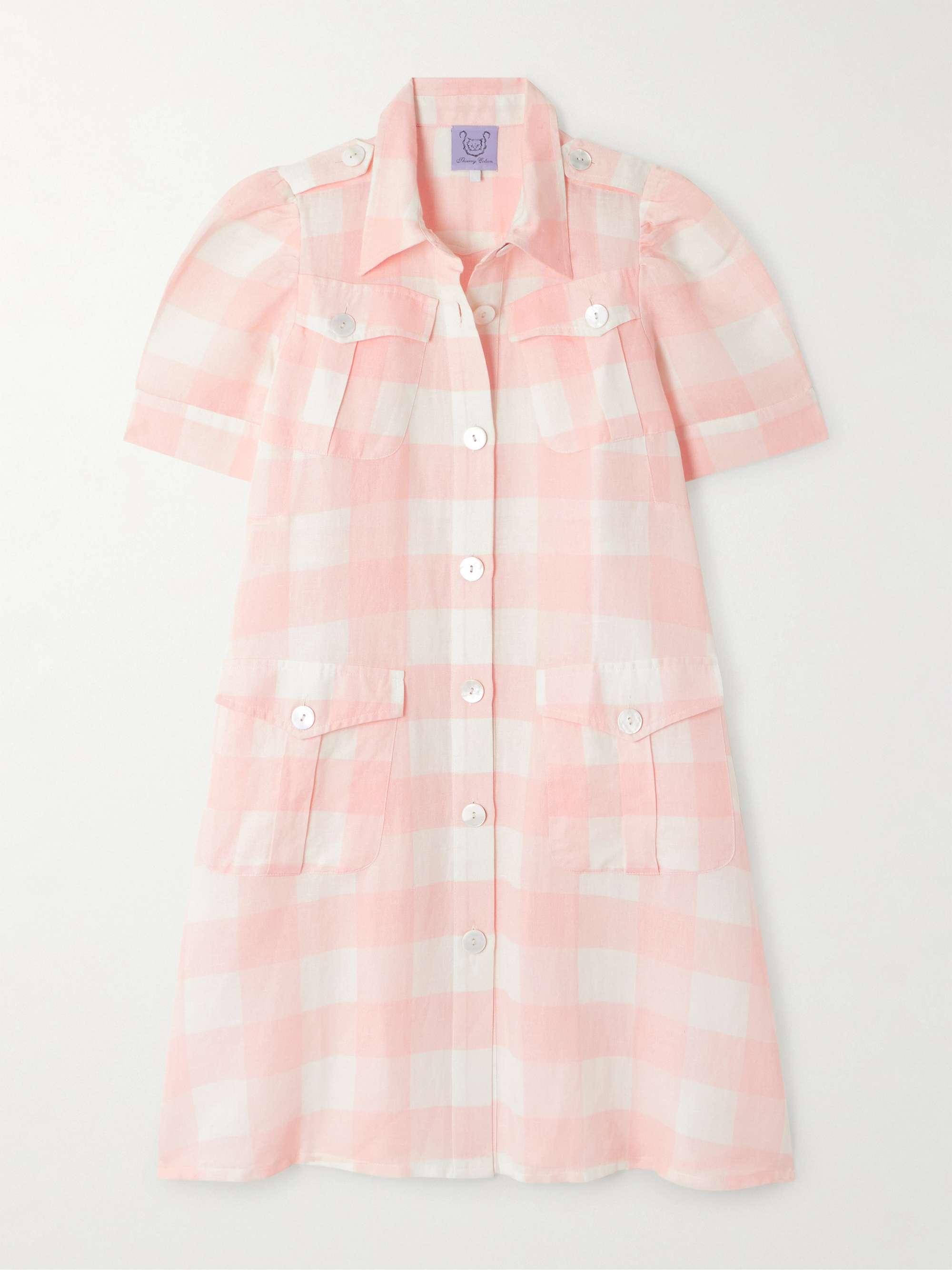 Boa checked linen and cotton-blend mini dress view
