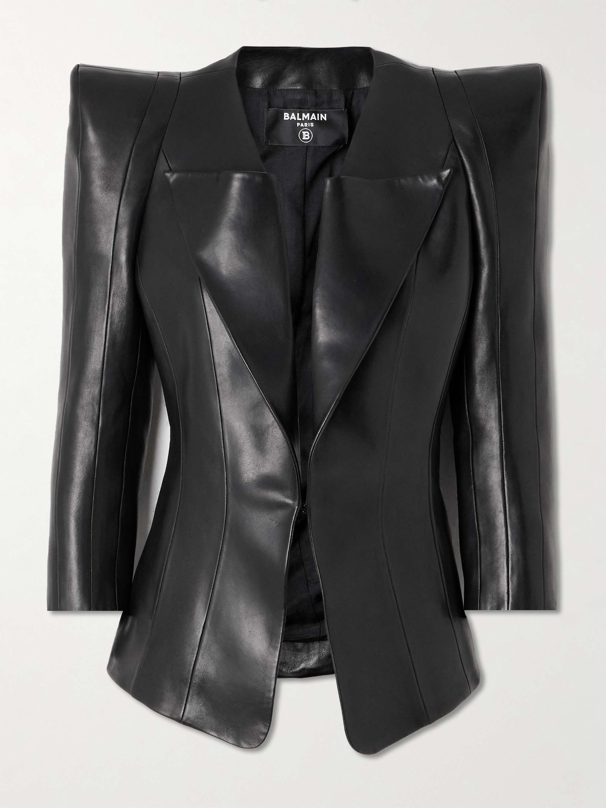 Paneled leather jacket view
