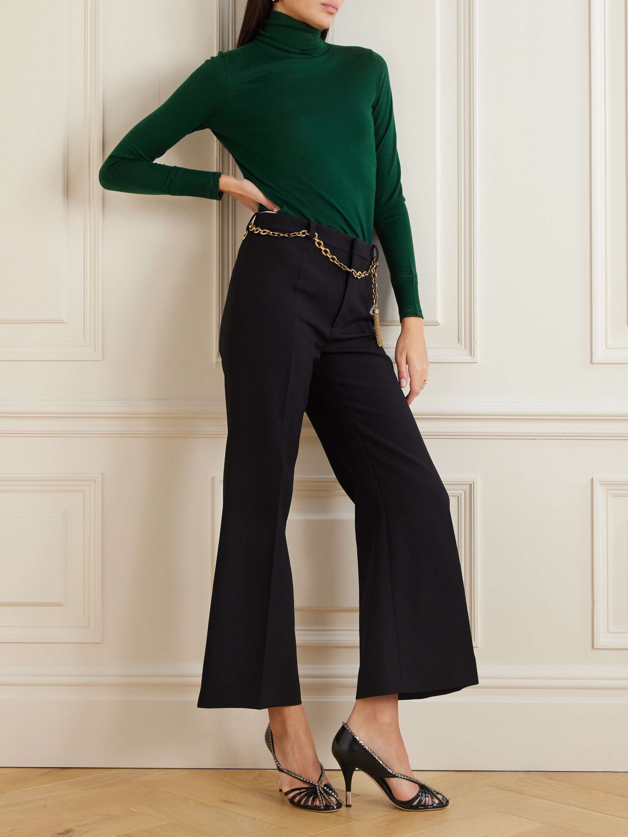 Pointelle-knit wool turtleneck sweater view