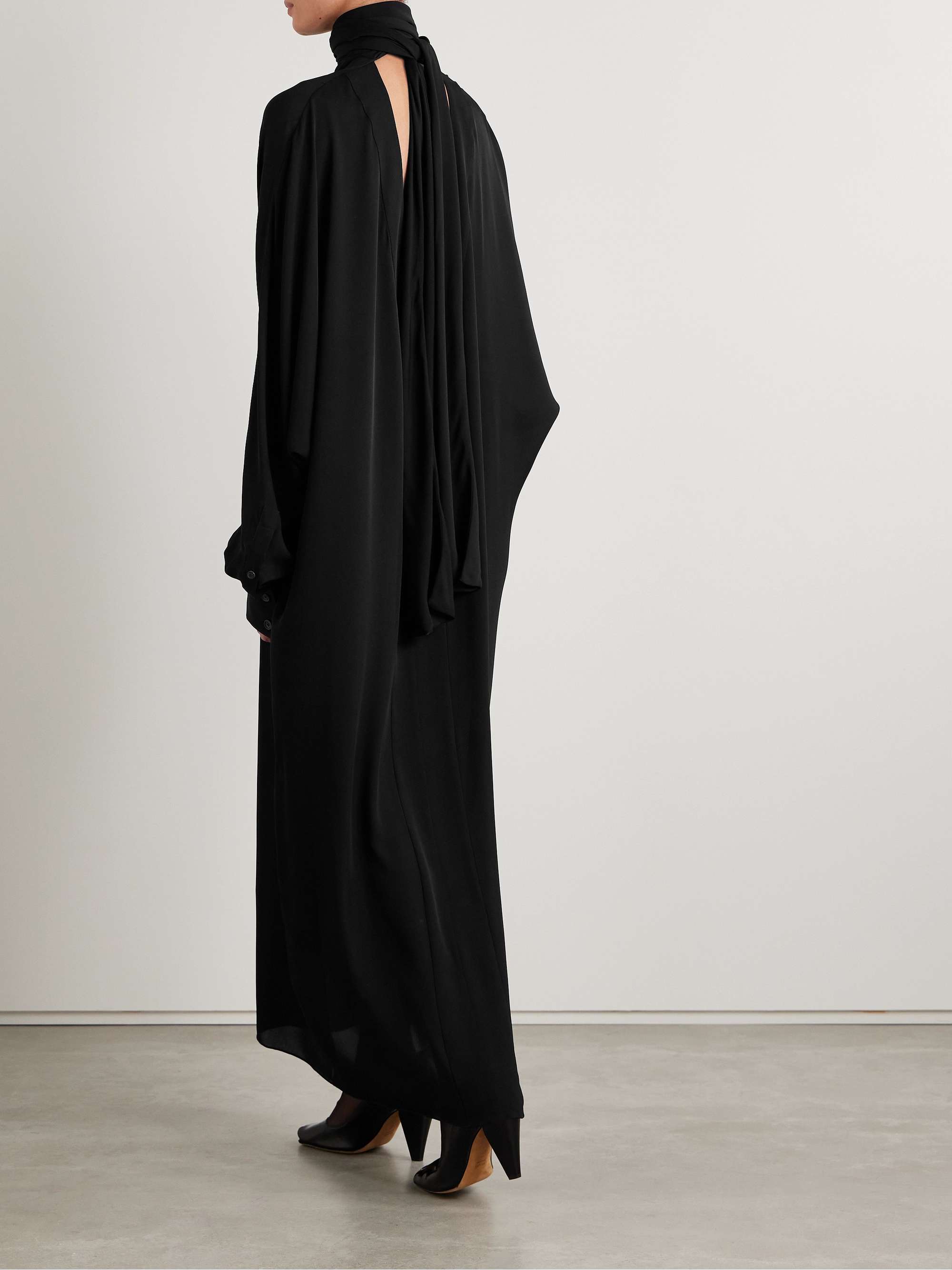 Lexi open-back tie-neck silk-chiffon turtleneck maxi dress view