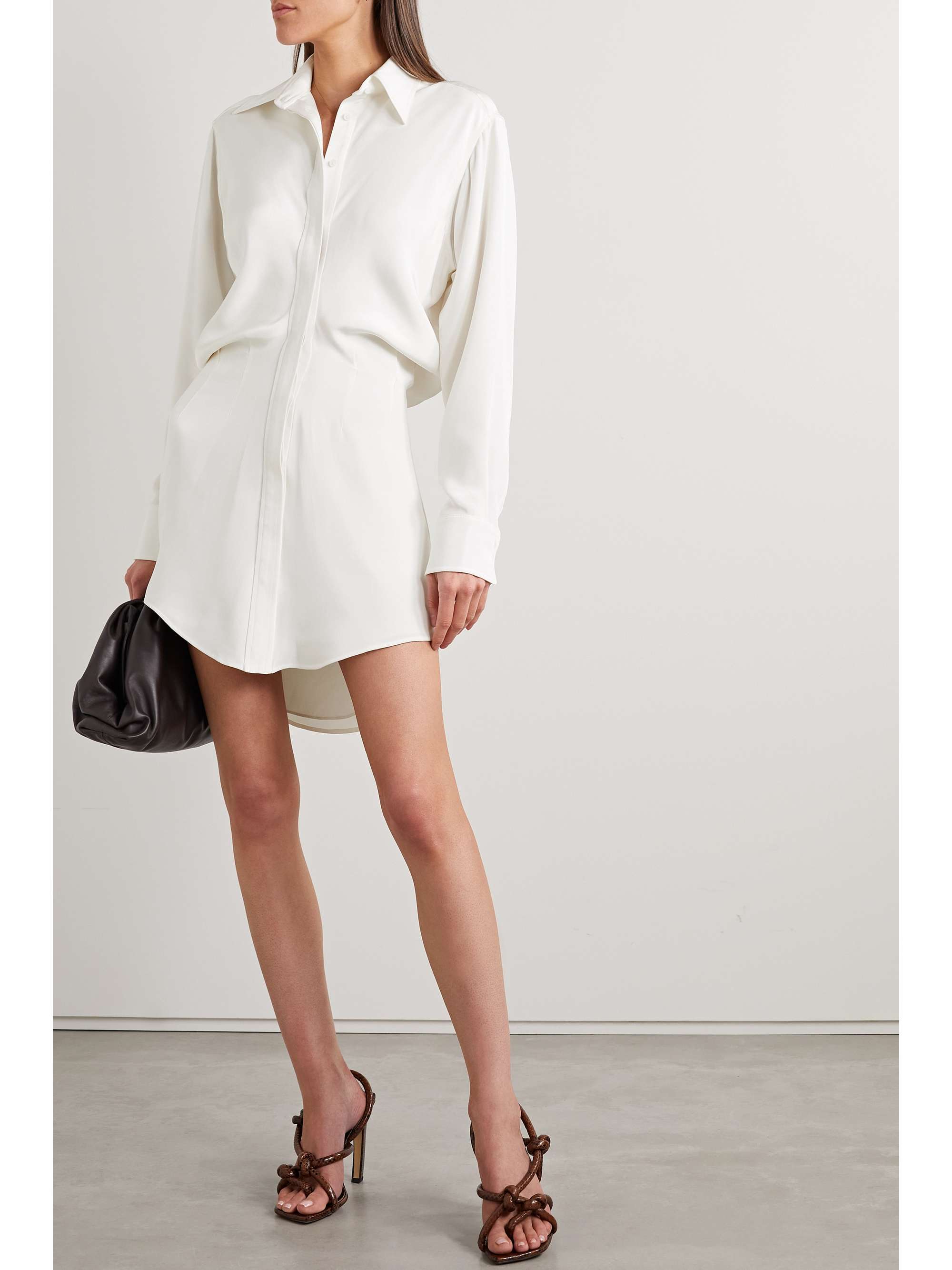 The Vera silk-crepe mini shirt dress view