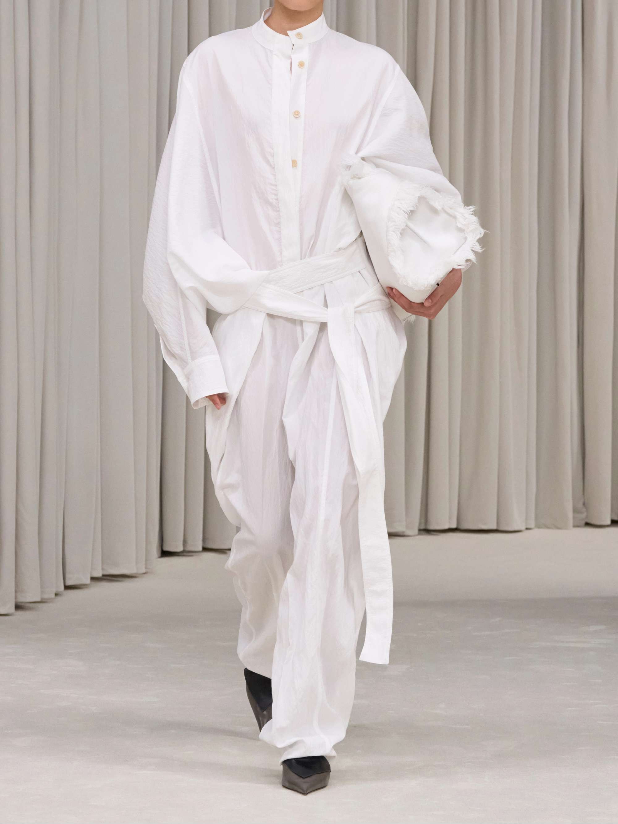 Belted crinkled-shell jumpsuit view