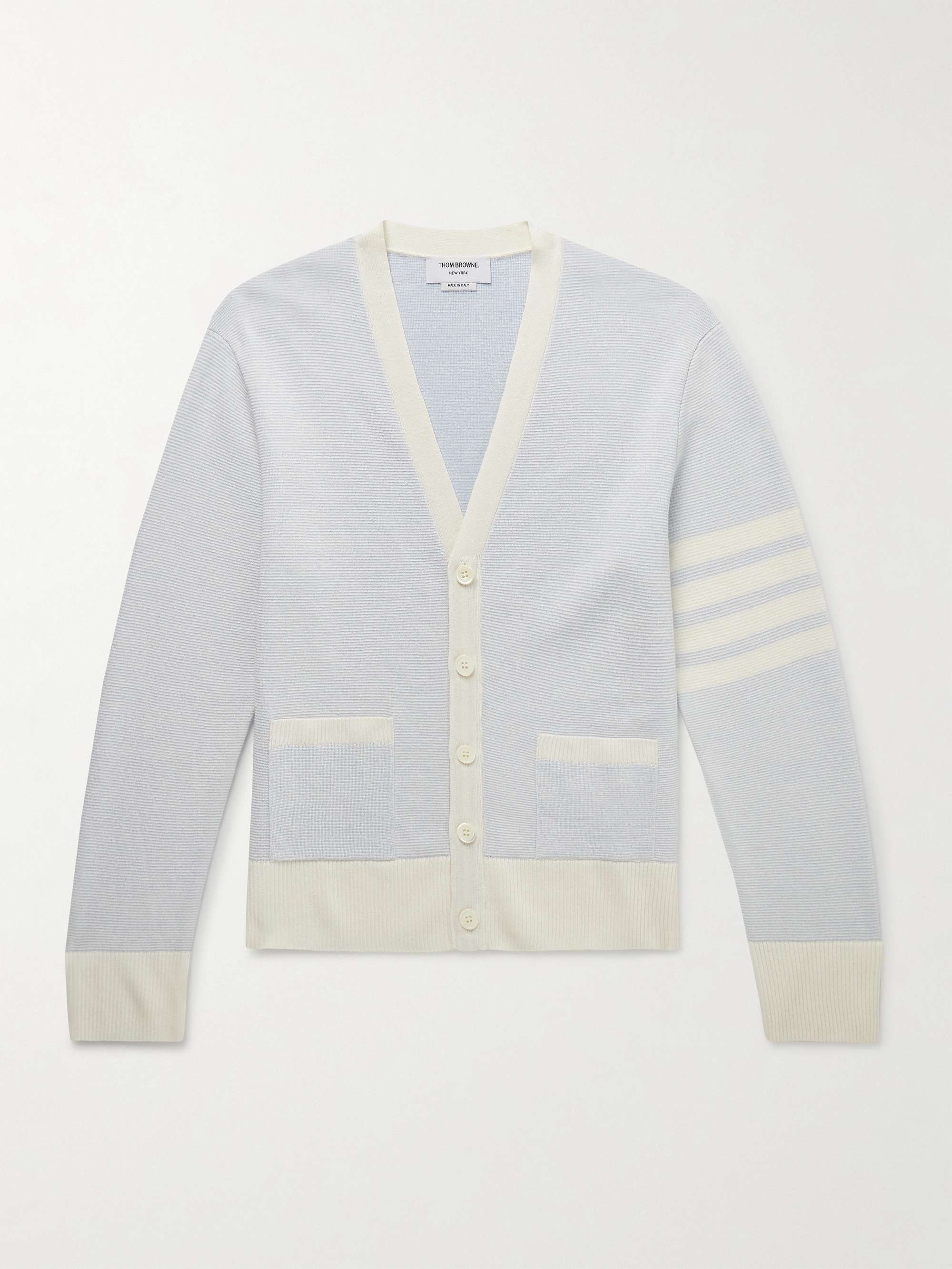 Slim-Fit Striped Linen and Cotton-Blend Cardigan view