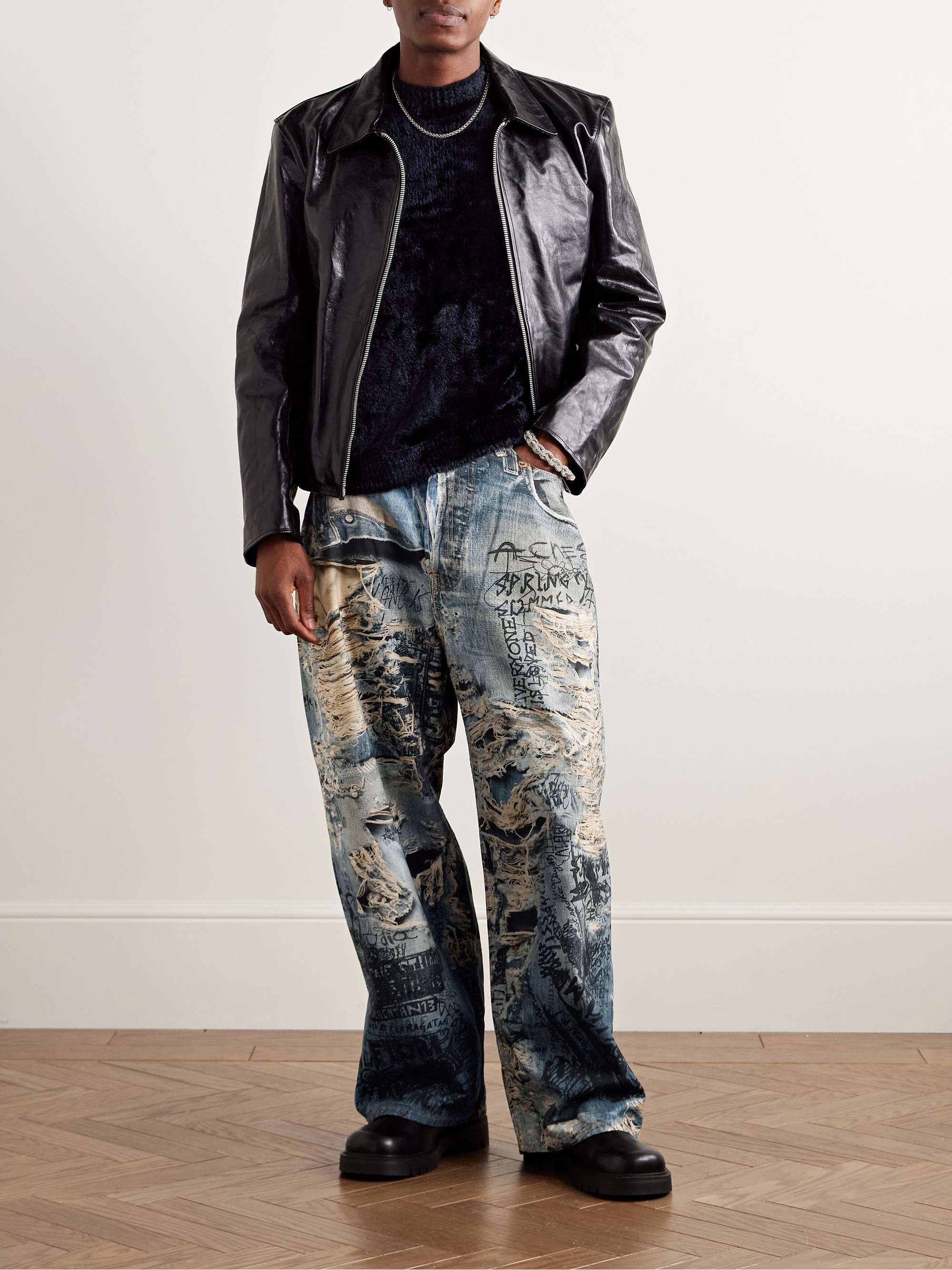 Wide-Leg Printed Jeans view