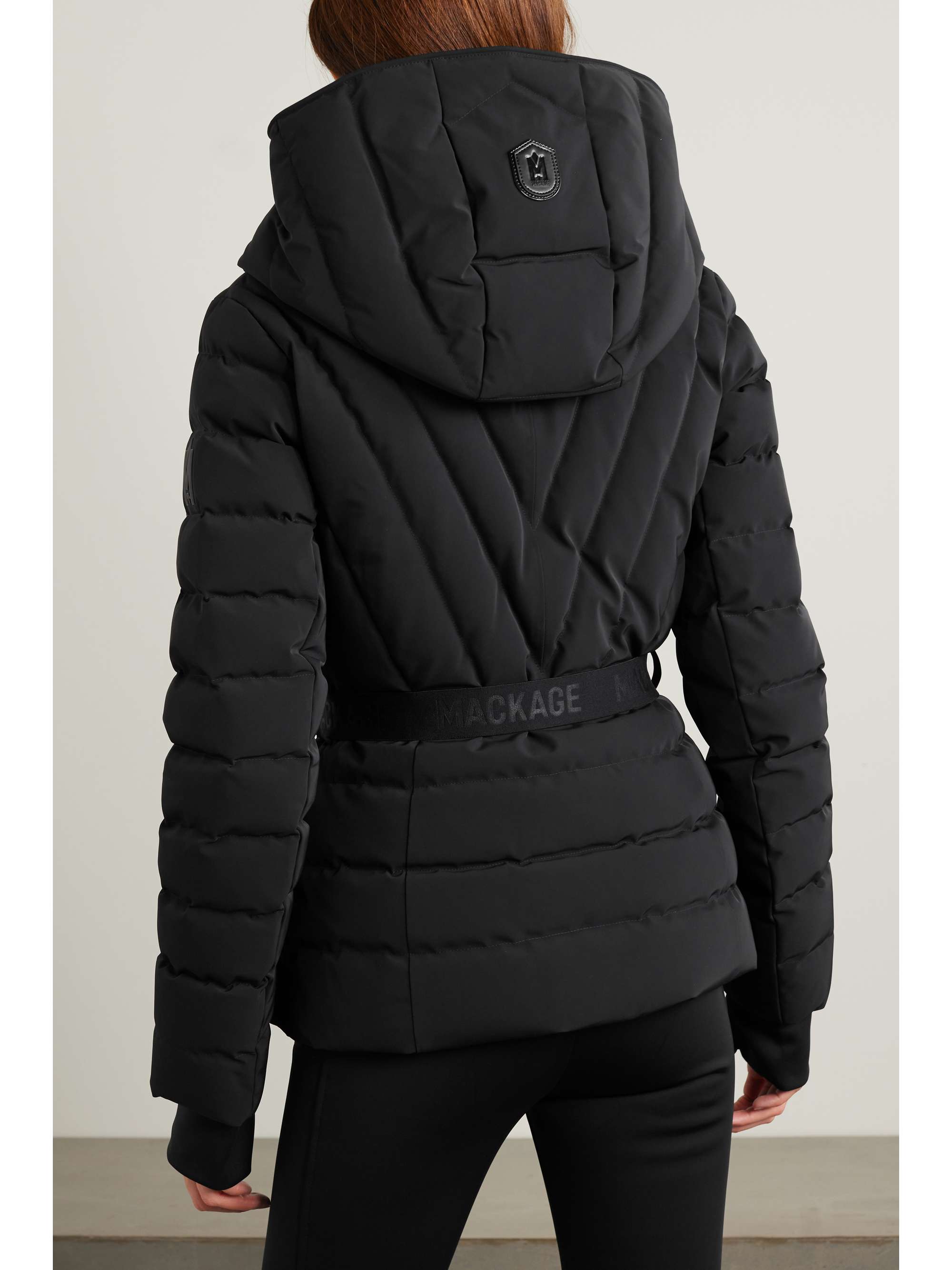 + NET SUSTAIN Elita hooded belted quilted down ski jacket view