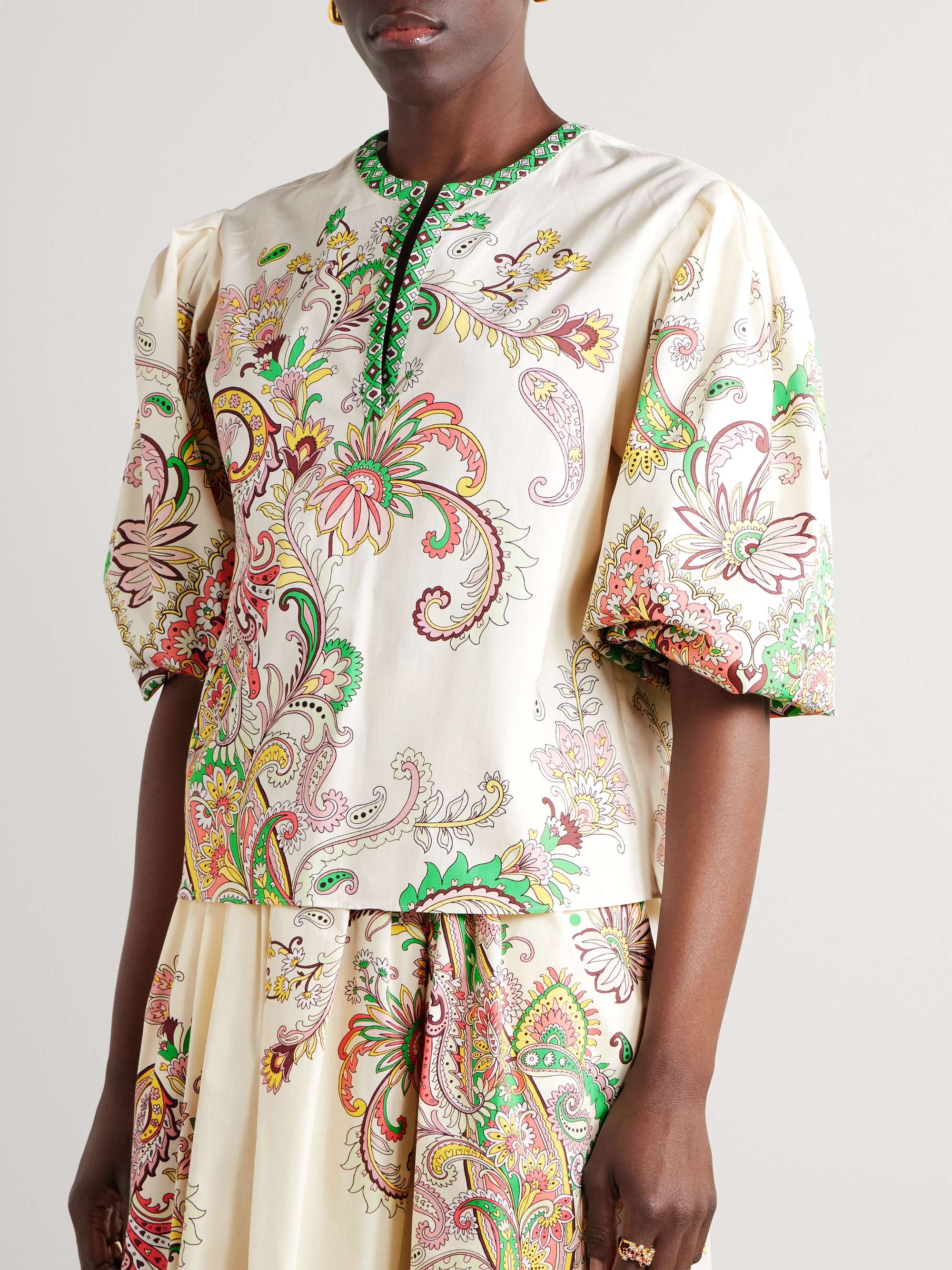 Printed cotton-poplin blouse view