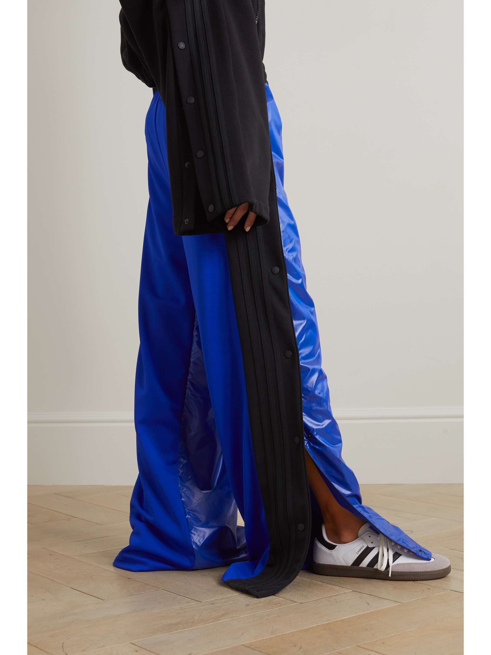+ adidas Originals shell-trimmed two-tone jersey wide-leg track pants view