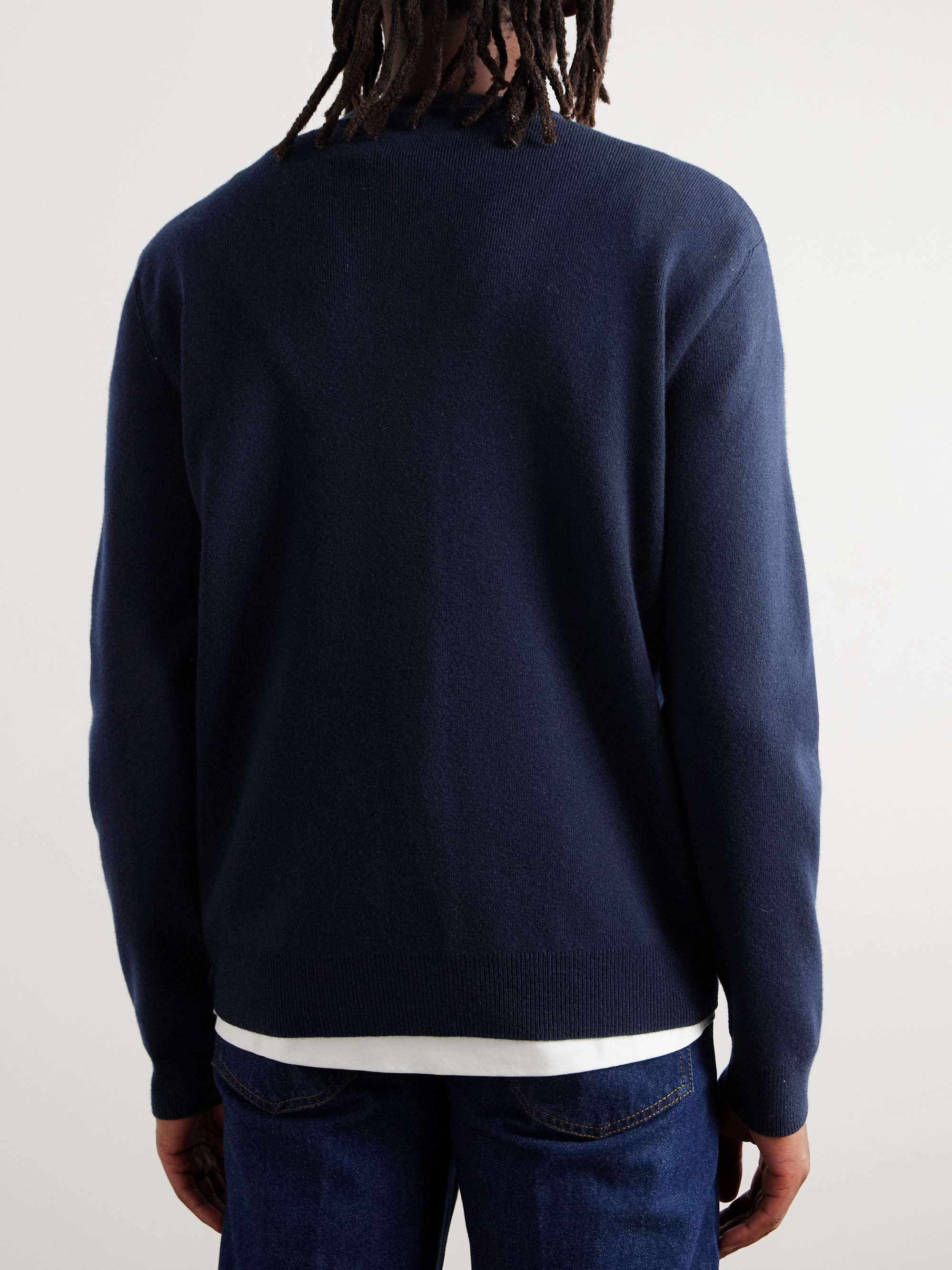 Logo-Jacquard Striped Wool and Cashmere-Blend Cardigan view