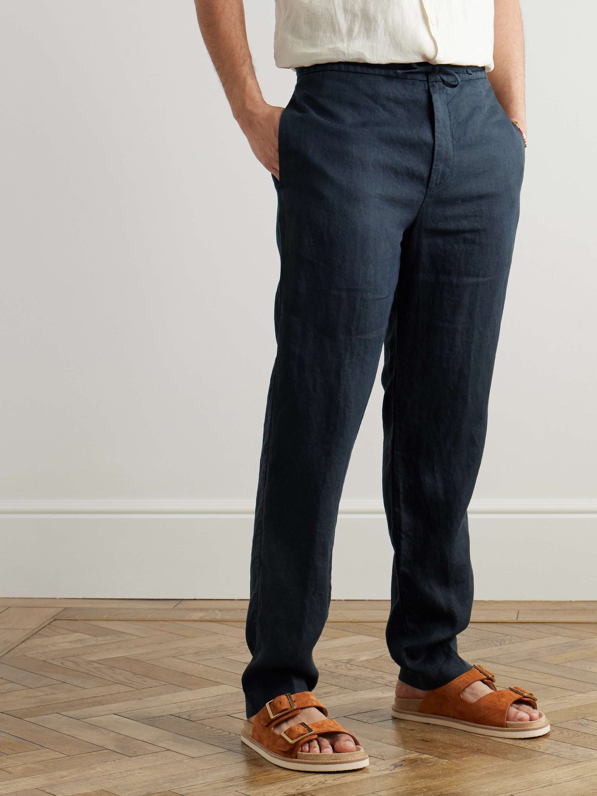 Tapered Linen Drawstring Trousers view