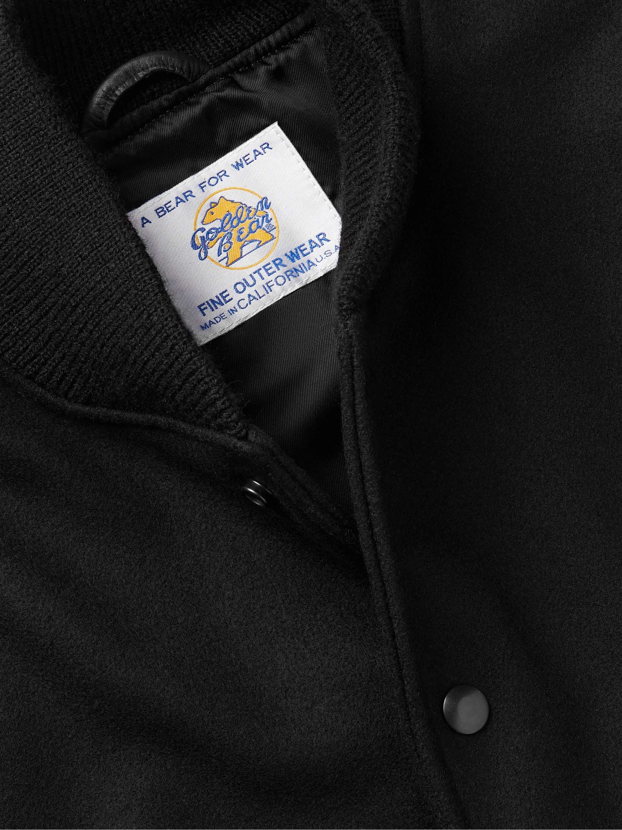 Hayes Leather-Panelled Melton Virgin Wool-Blend Varsity Jacket view