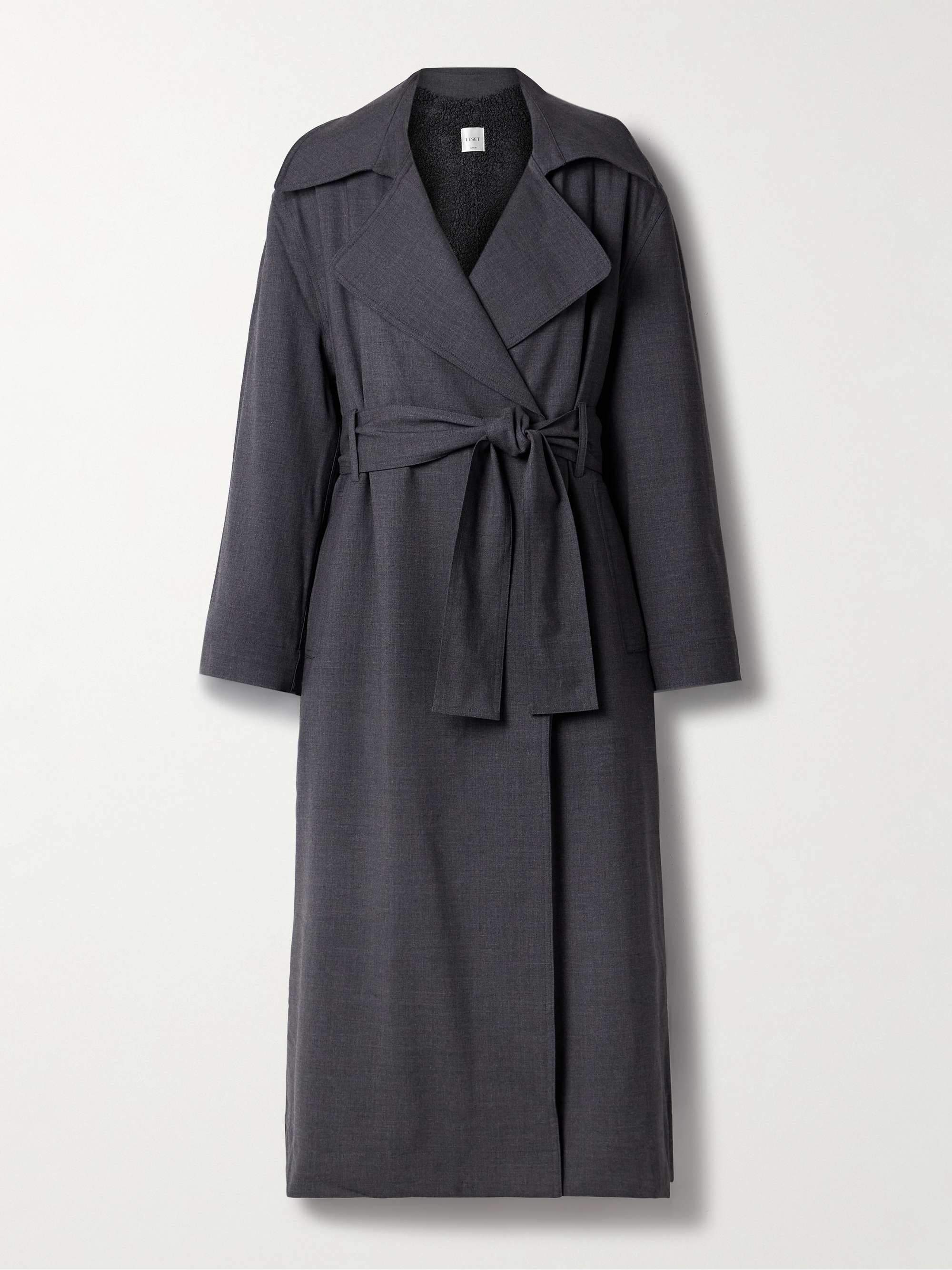 Jane belted double-breasted wool-blend trench coat view