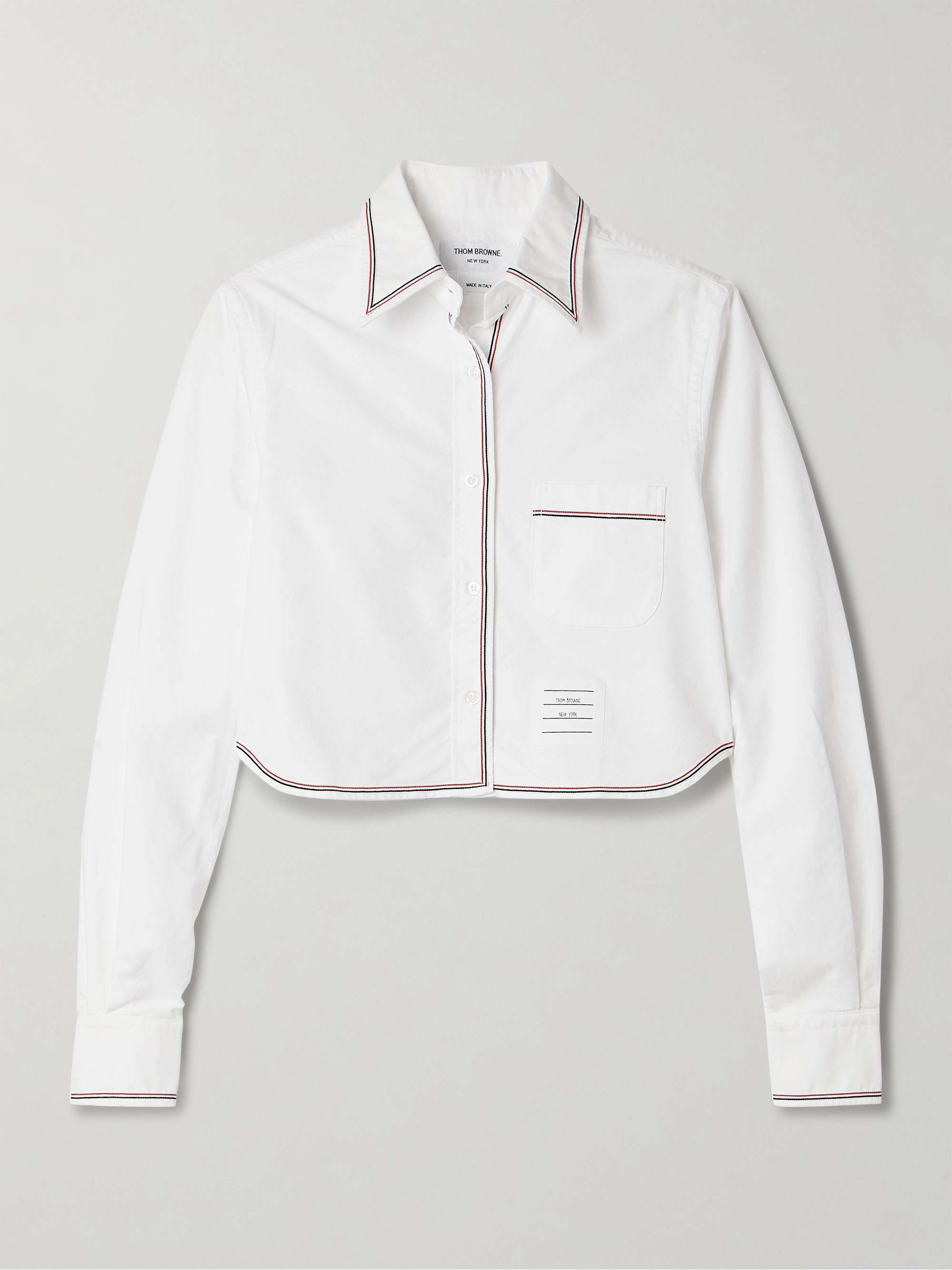 Cropped grosgrain-trimmed cotton Oxford shirt view