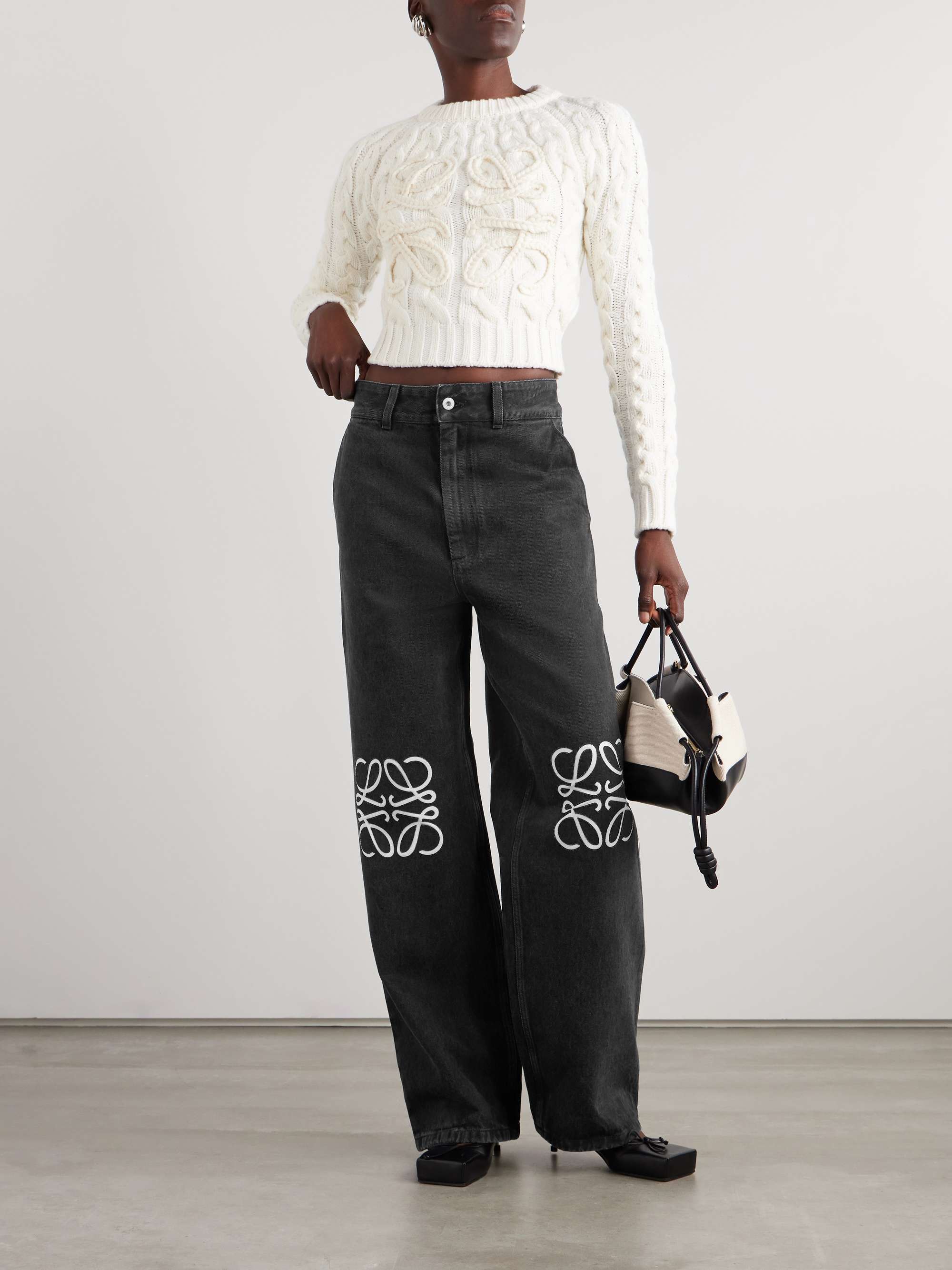 Anagram appliquéd boyfriend jeans view