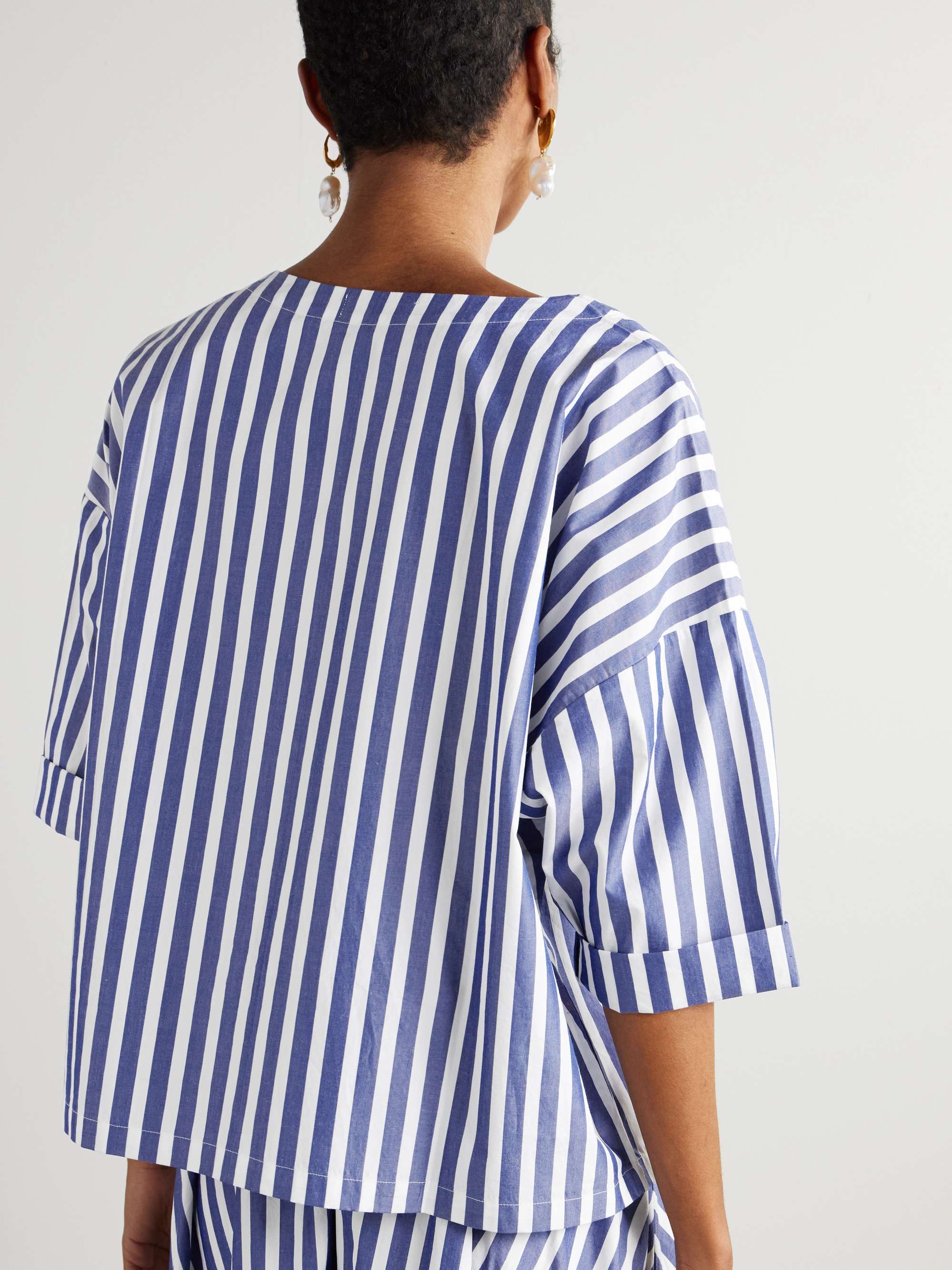 Saria striped cotton-poplin T-shirt view
