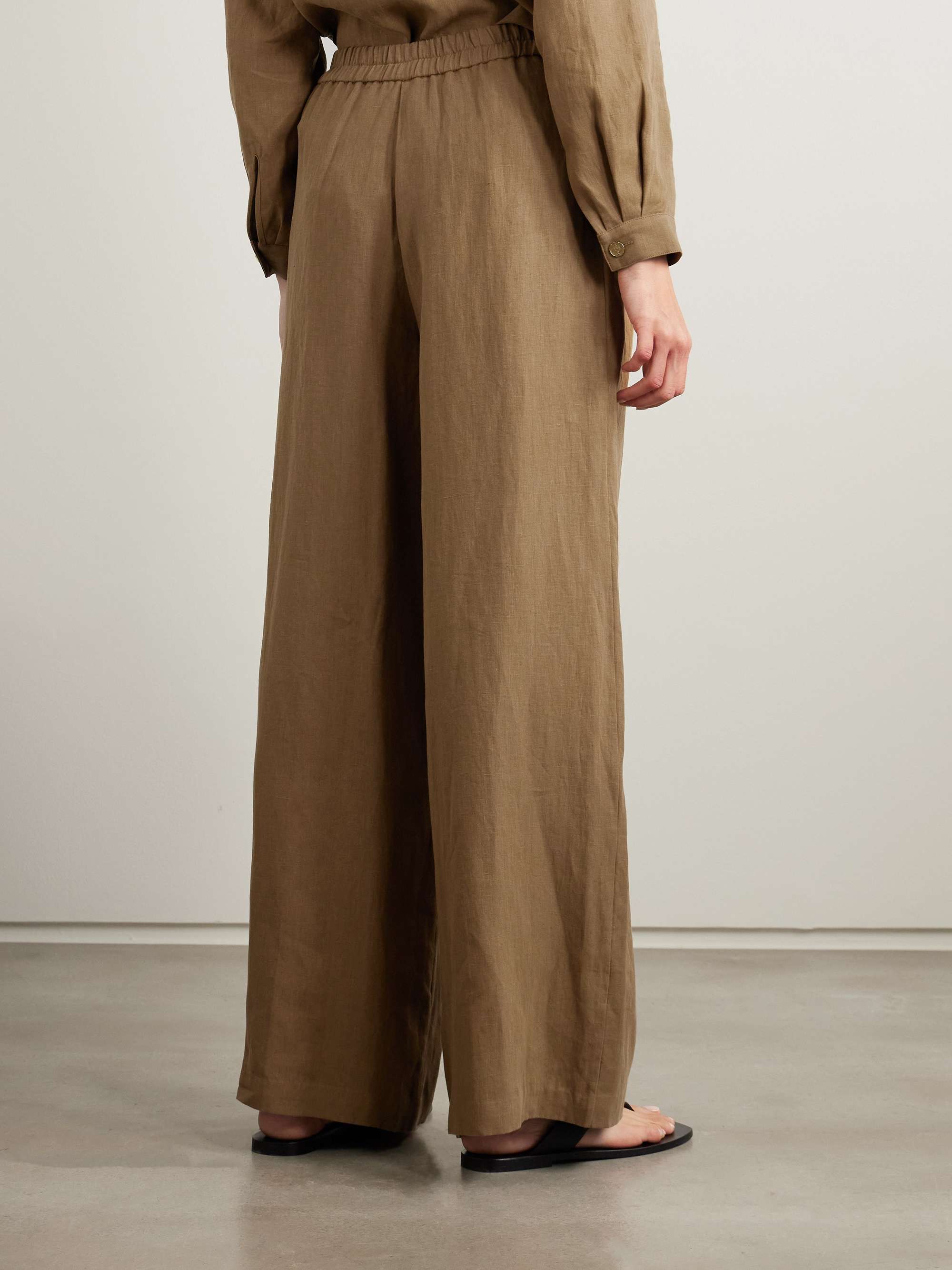 Minuf pleated linen wide-leg pants view