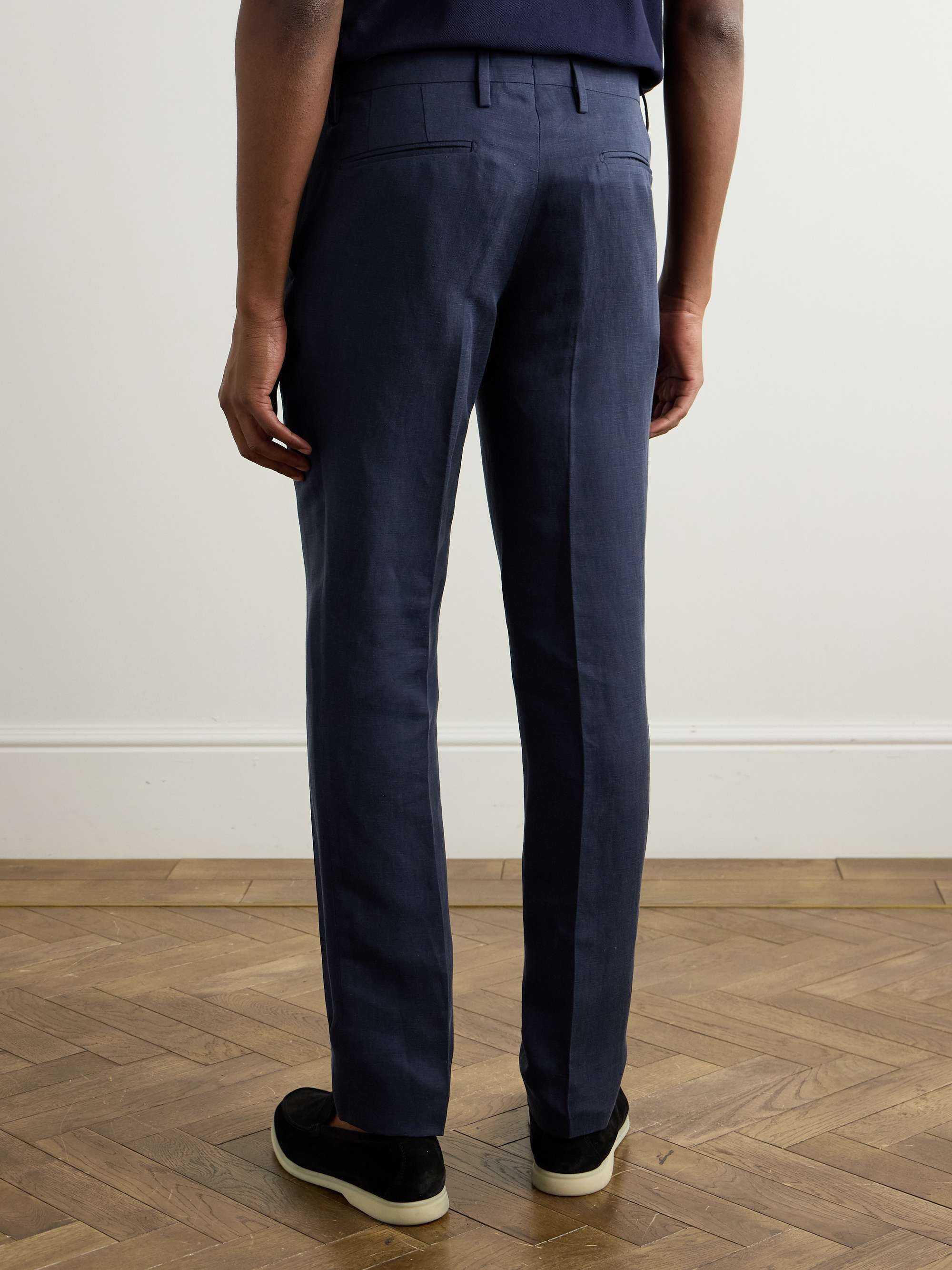 Straight-Leg Lyocell and Linen-Blend Twill Suit Trousers view