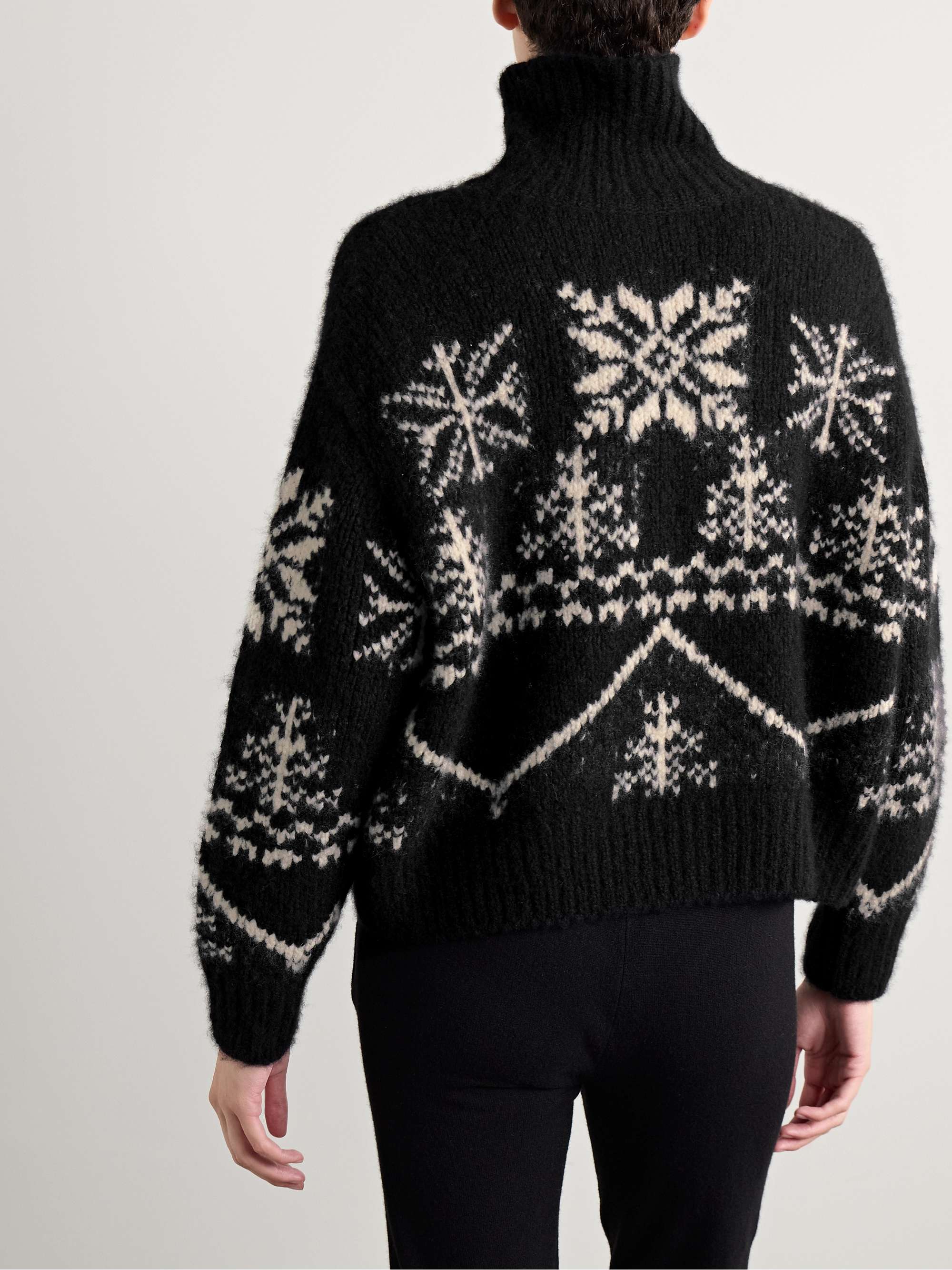 Meredith intarsia cashmere and silk-blend turtleneck sweater view