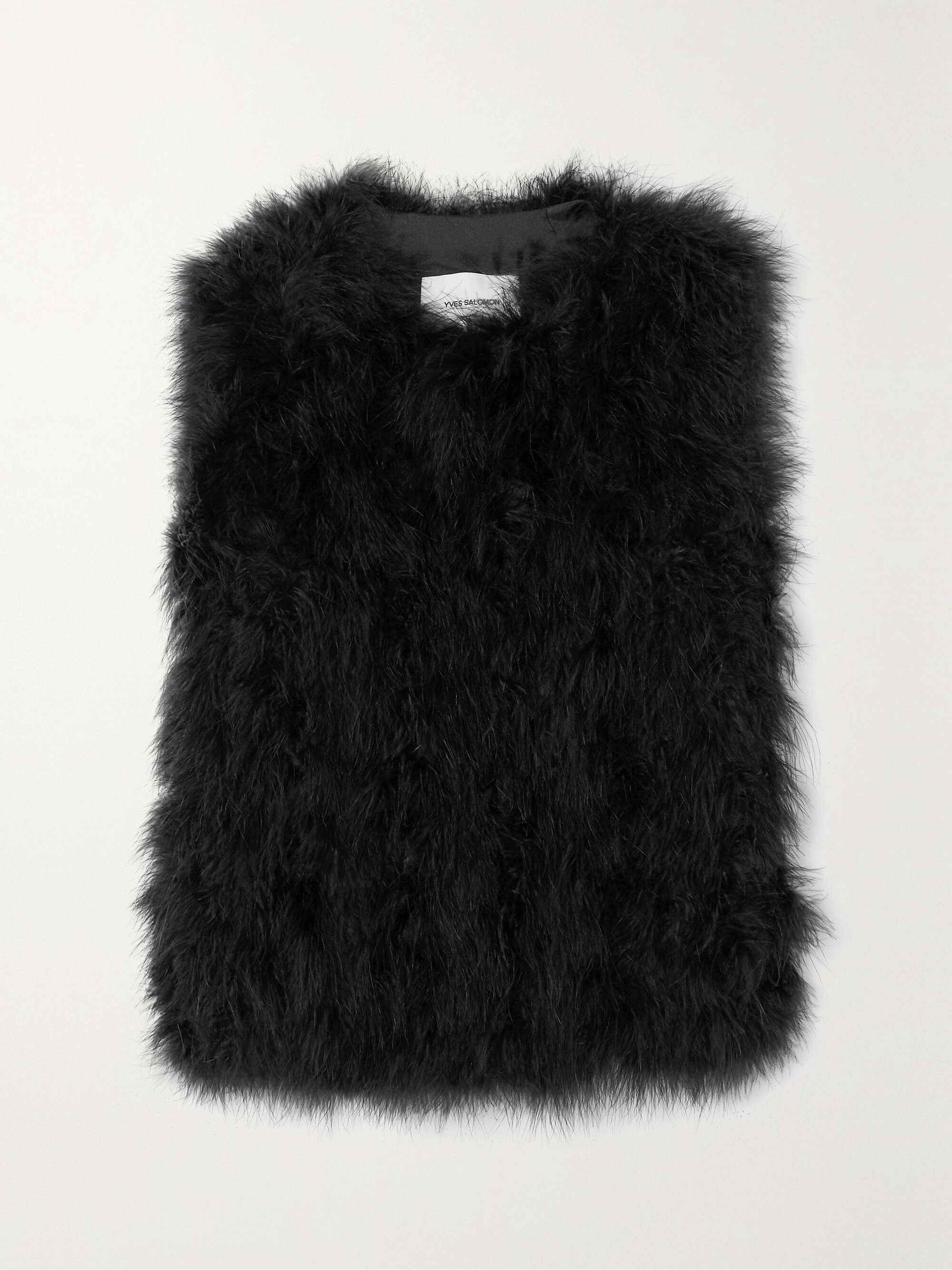 Feather-embellished silk-satin vest view