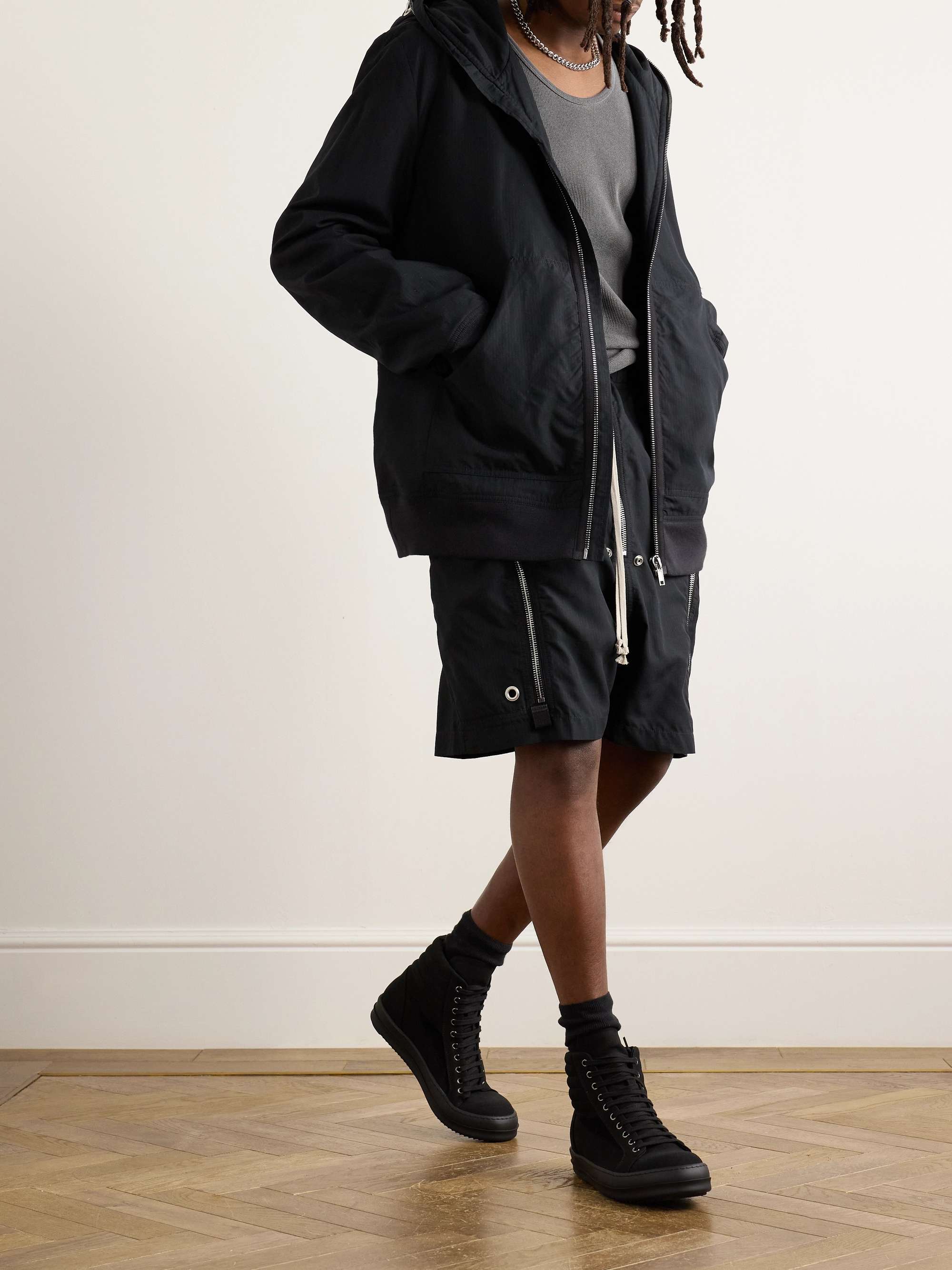 Padded Webbing-Trimmed TENCEL™ Lyocell-Ripstop Hooded Bomber Jacket view