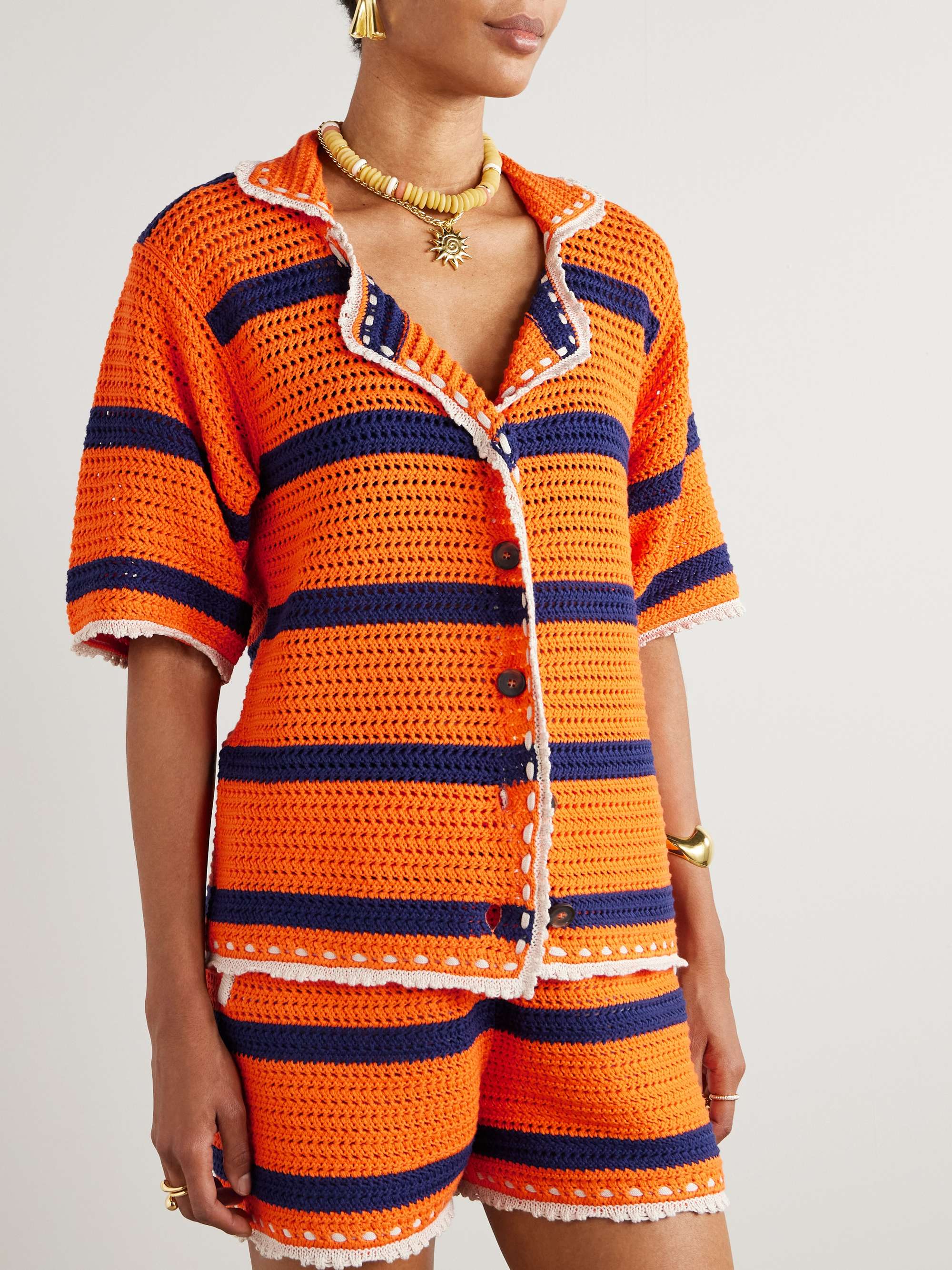 Salt 'N' Vinegar striped crocheted cotton shirt view