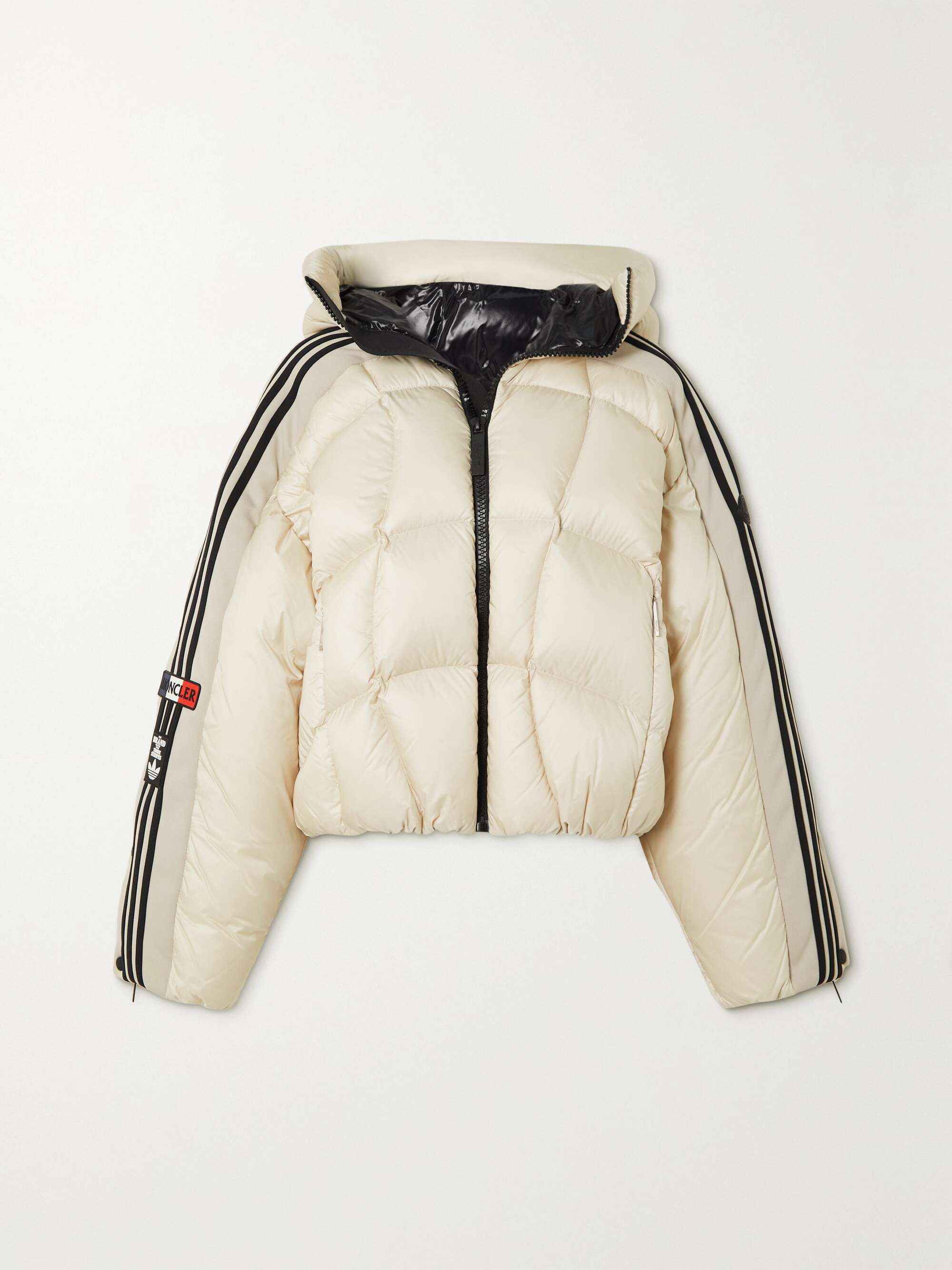 + adidas Originals cropped hooded striped quilted shell down jacket view