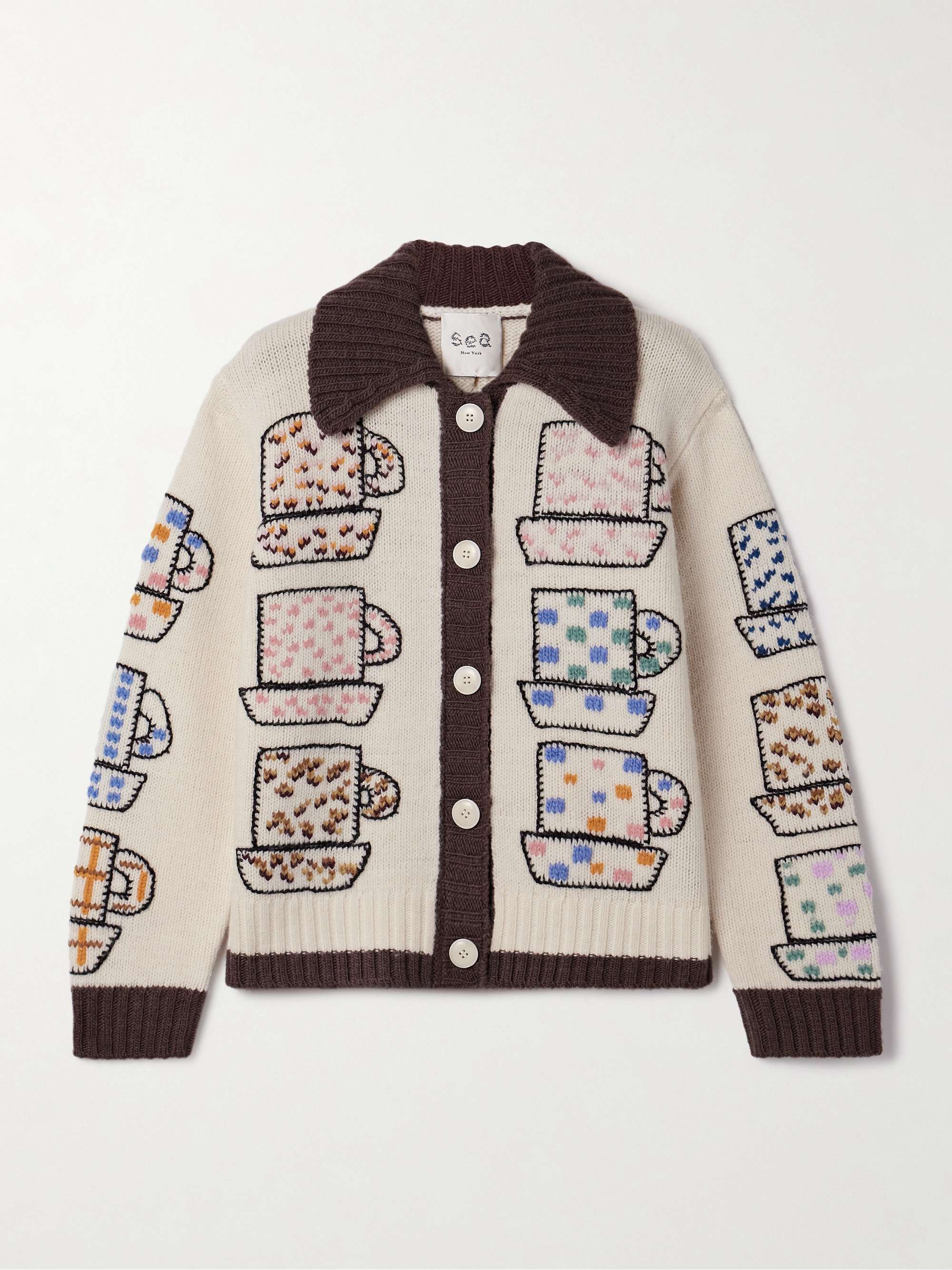 Emila embroidered wool-blend cardigan view